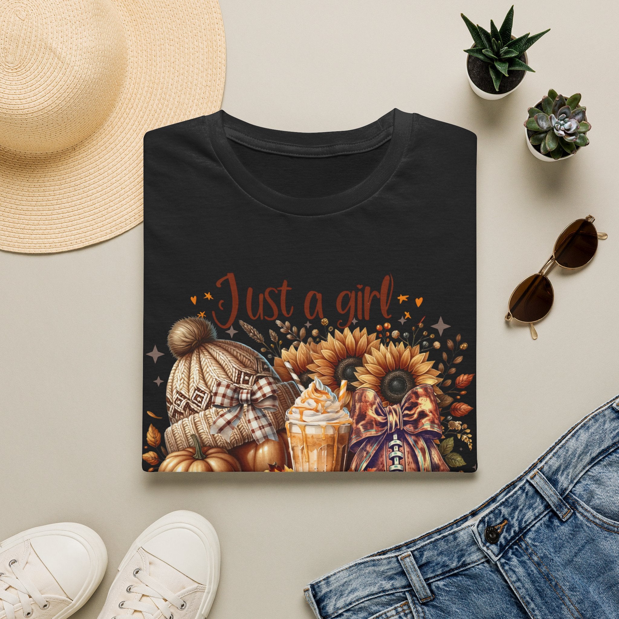 Fall Girl T-Shirt — "Just a girl who loves fall" Pumpkin Sunflower Tee