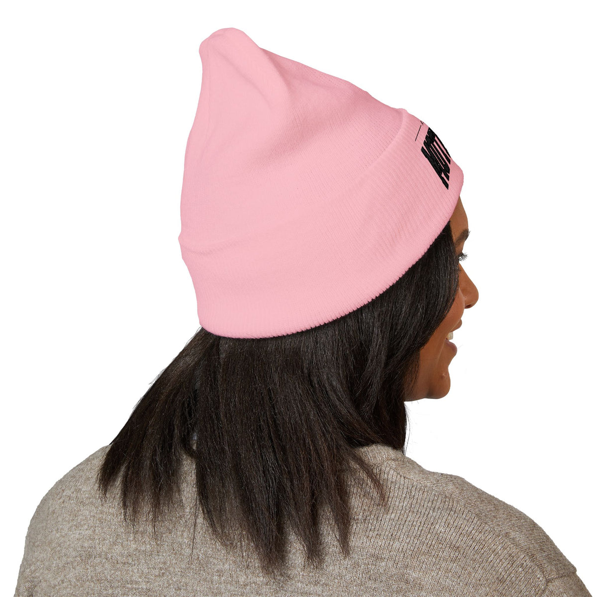Motherhood Embroidered Cuffed Beanie — 'Ain't No Hood Like Motherhood' Cozy Knit Hat