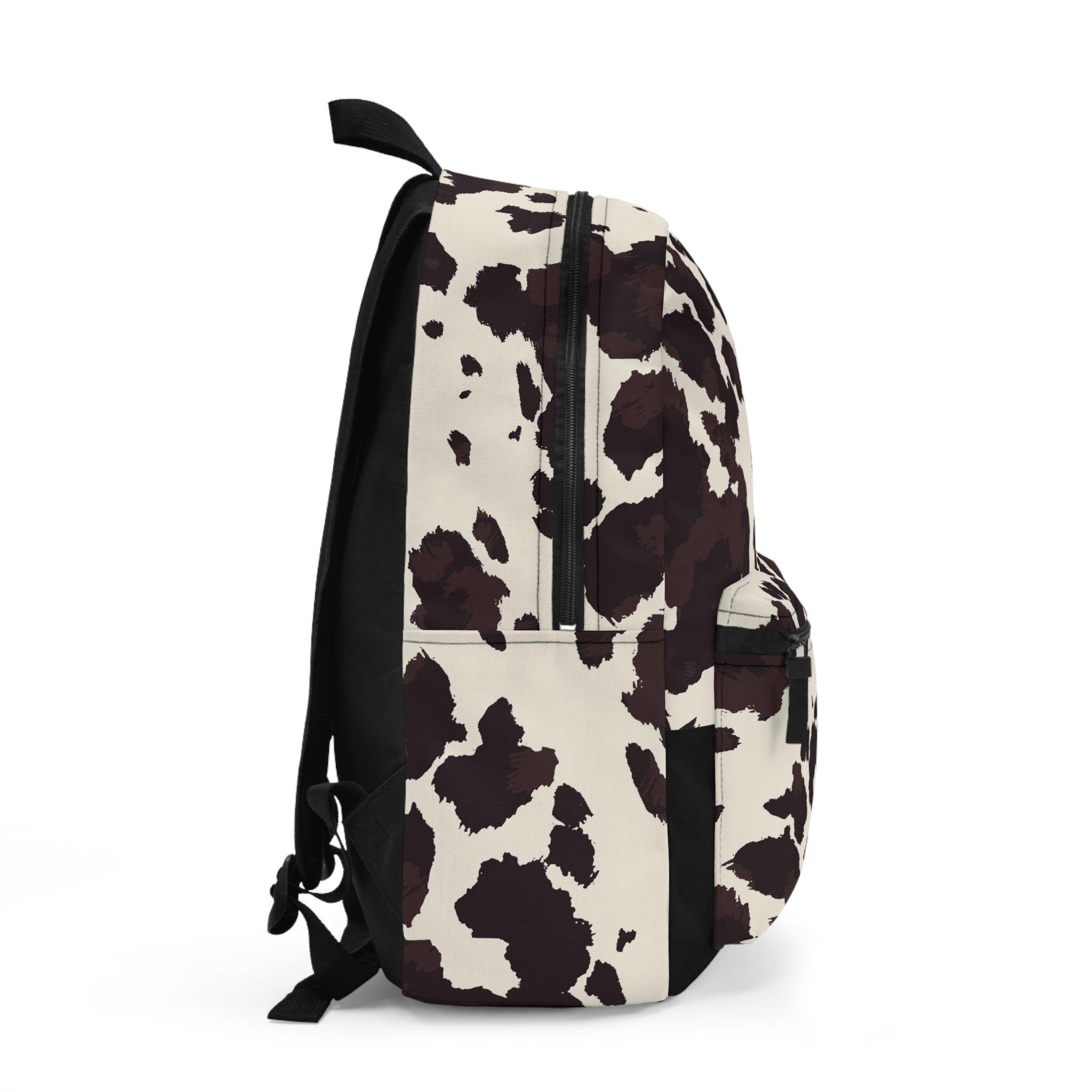 Cow Print Backpack — Trendy Black & White Animal Pattern School Bag