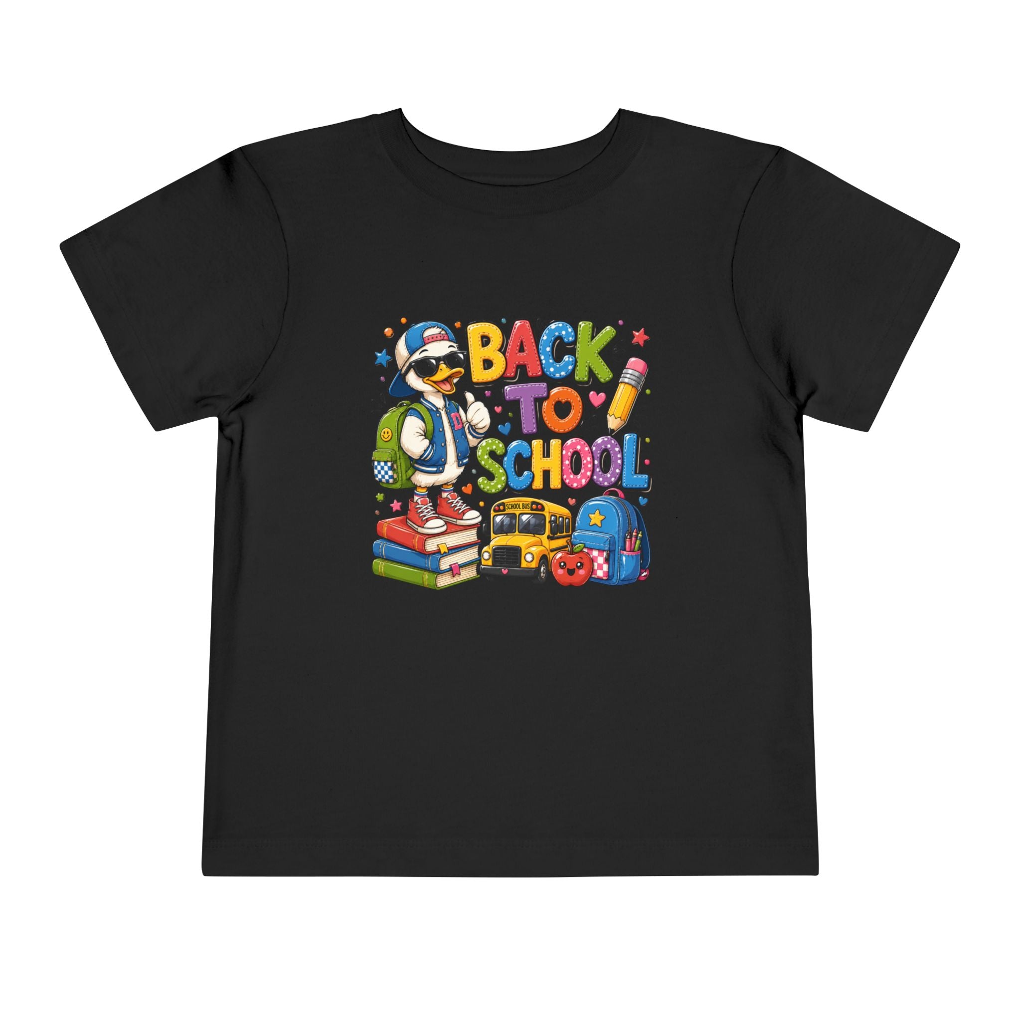 Back to School Toddler Tee — Cute Penguin School Bus Design