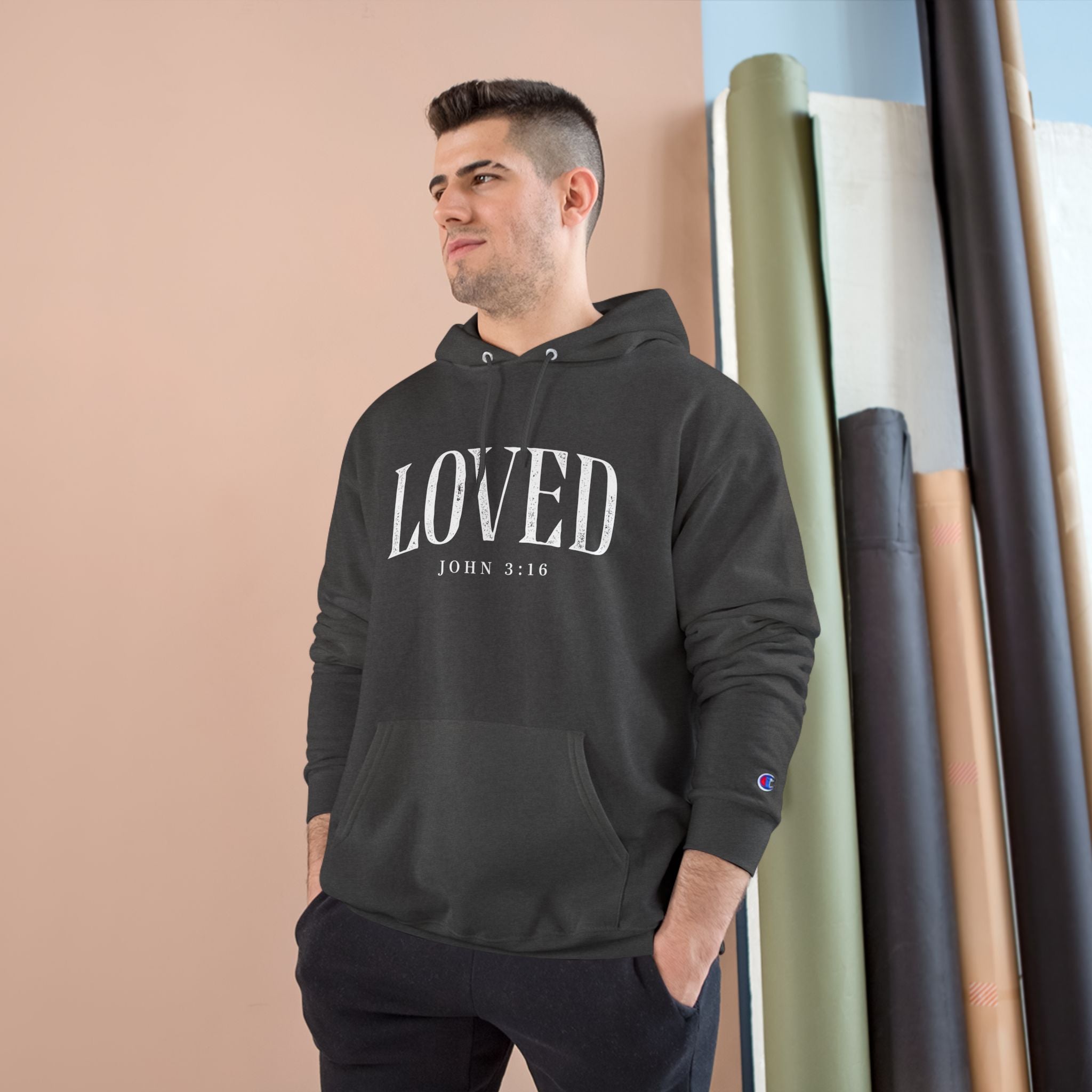 Loved Hoodie — 'Loved' Christian Scripture Sweatshirt (John 3:16)