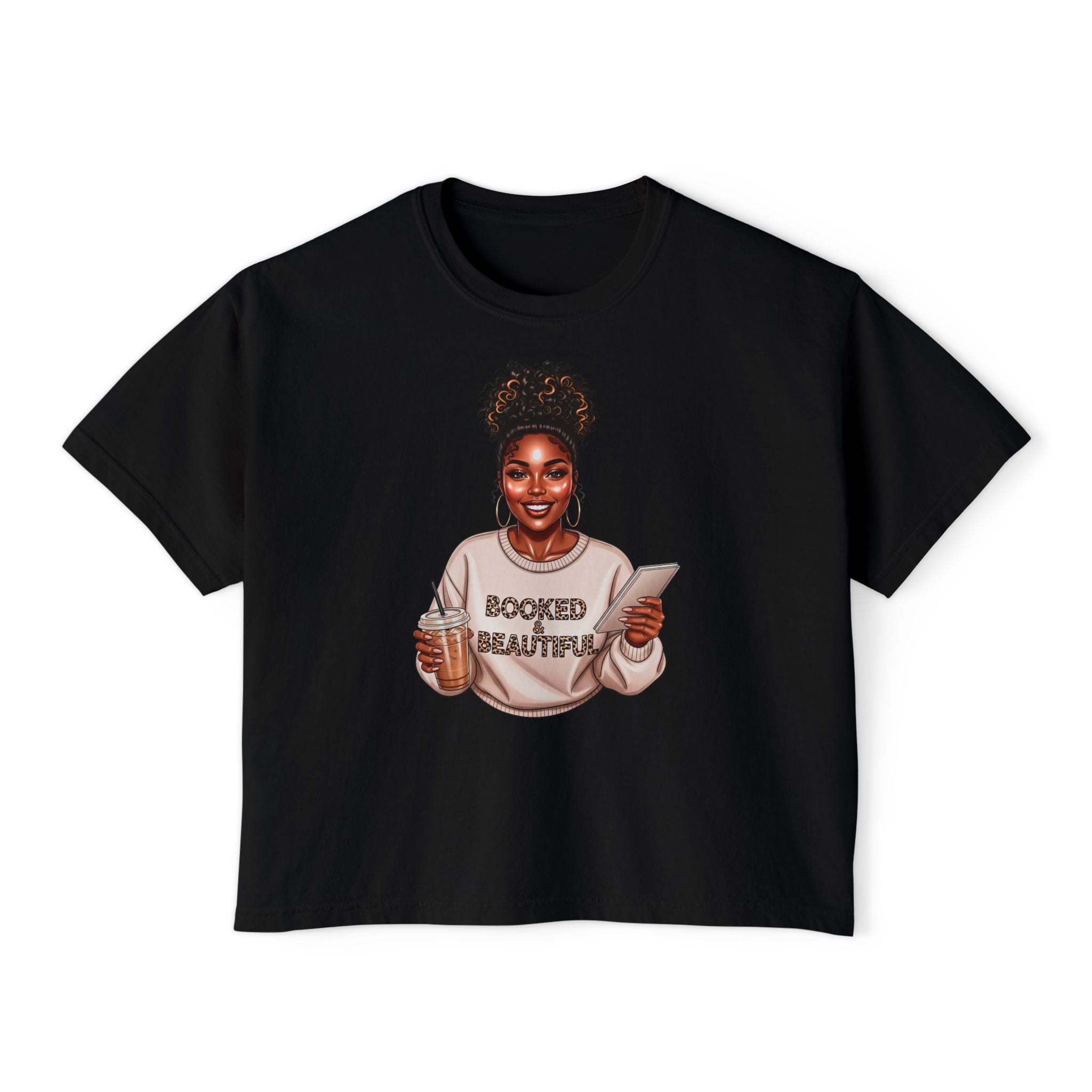 Booked & Beautiful Women's Boxy Tee — Empowering Black Girl Magic Graphic Shirt