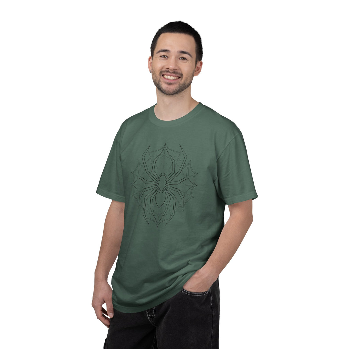 Spider Web Graphic T‑Shirt — Black Line Art Spiderback Tee