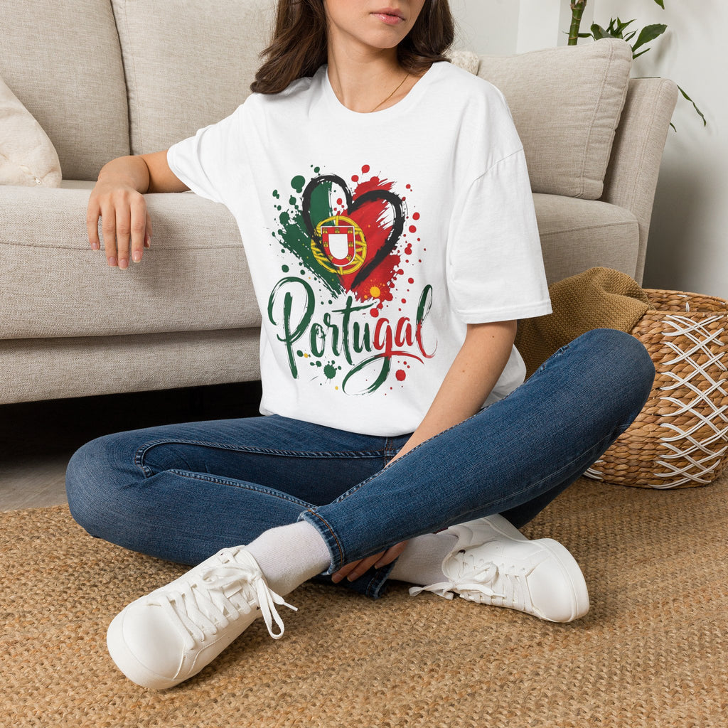Portugal Heart Flag T-Shirt — Watercolor Portugal Graphic Tee