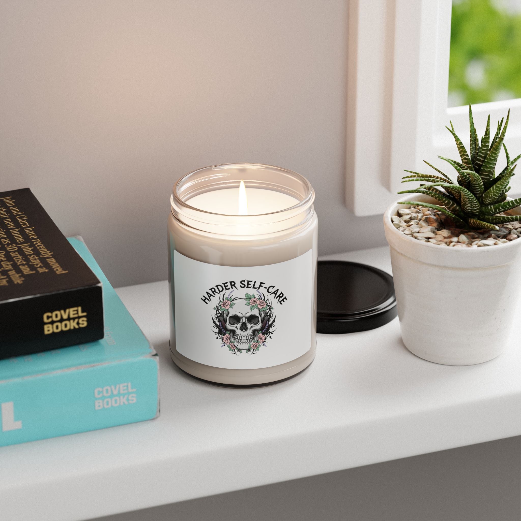 Harder Self-Care Skull Candle, Soy Candle | Heavy Metal Wellness, Gothic Wellness Quote