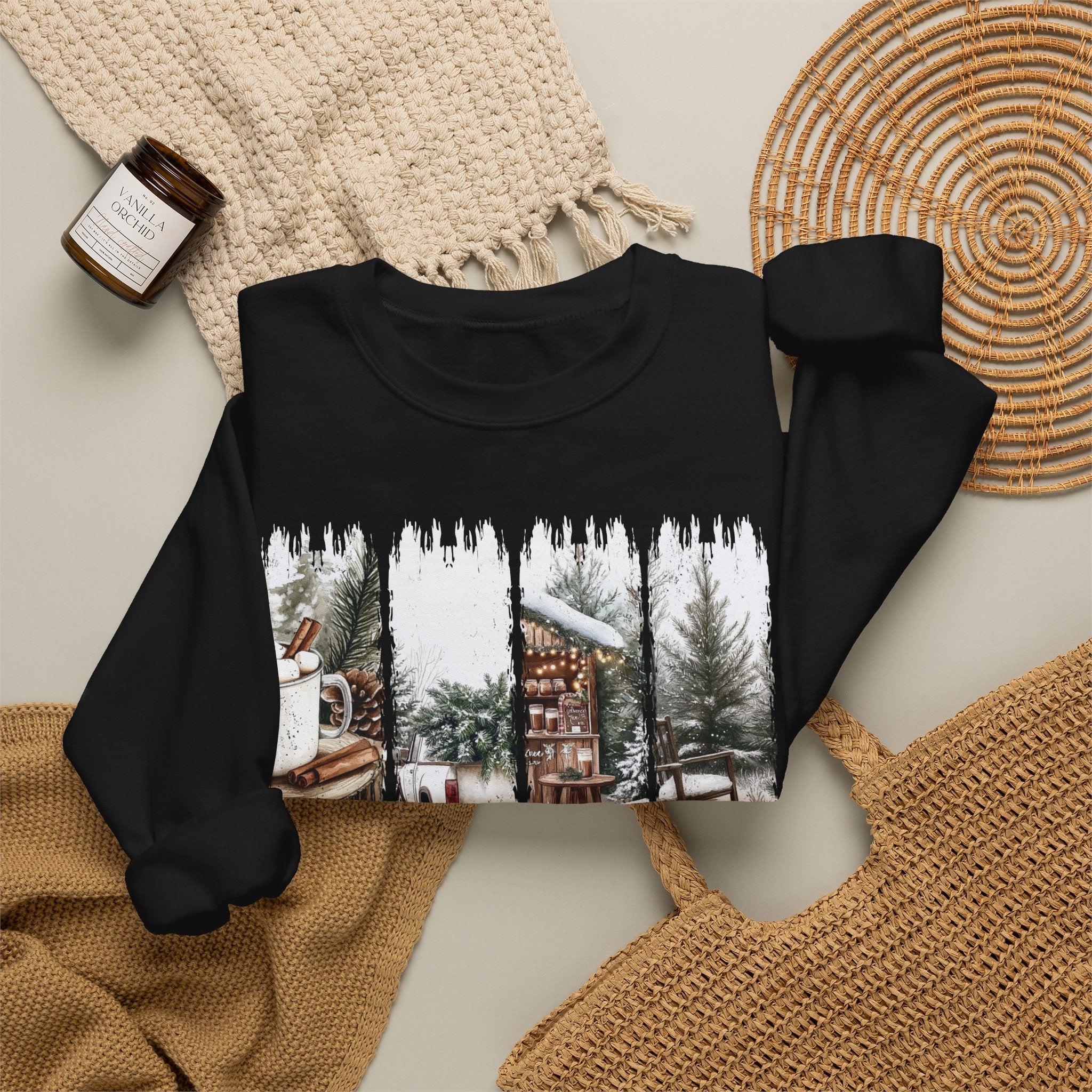 Holiday Cabin Crewneck Sweatshirt — 'Tis the Season Cozy Winter Pullover