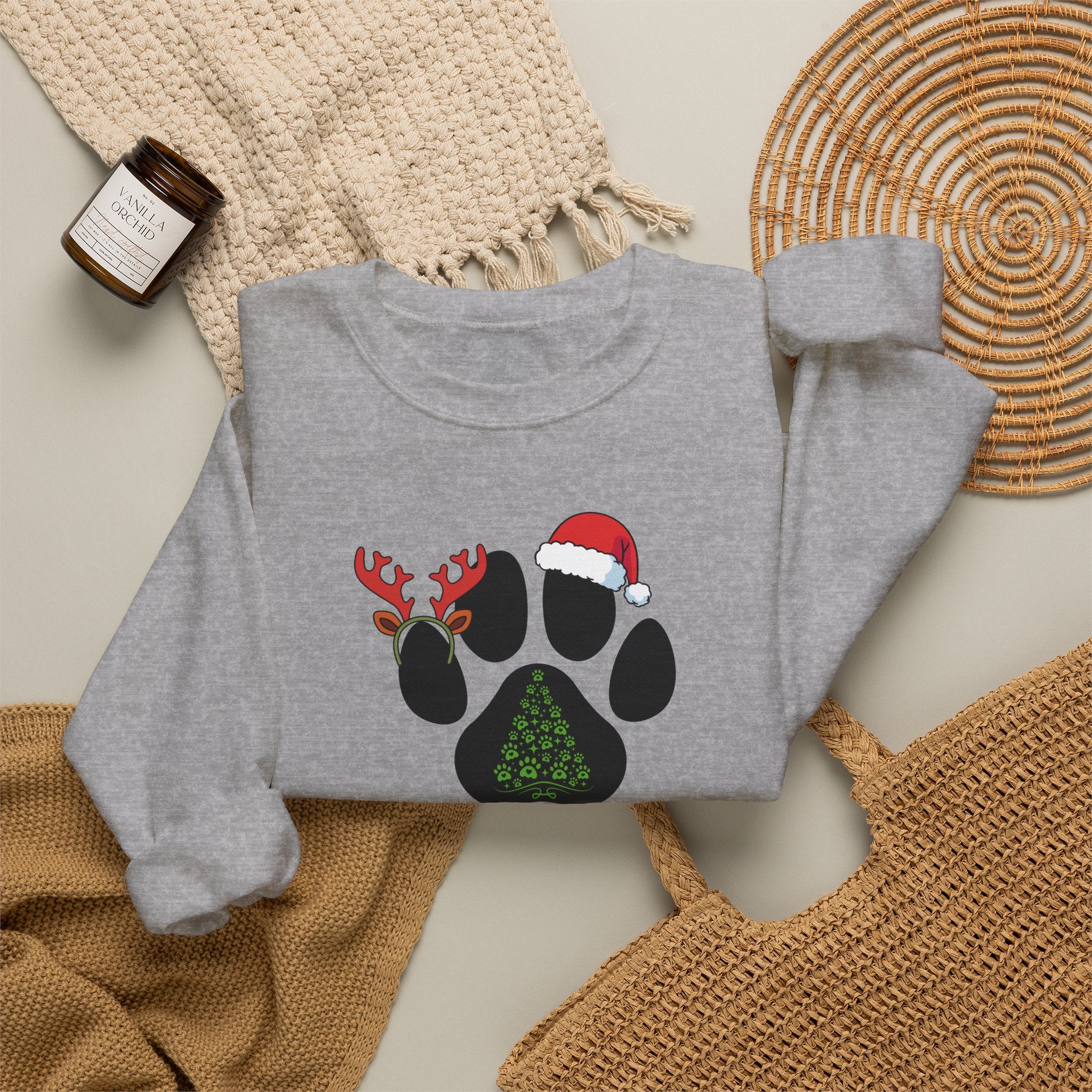 Christmas Paw Print Sweatshirt - Merry Christmas Pet Lover Crewneck