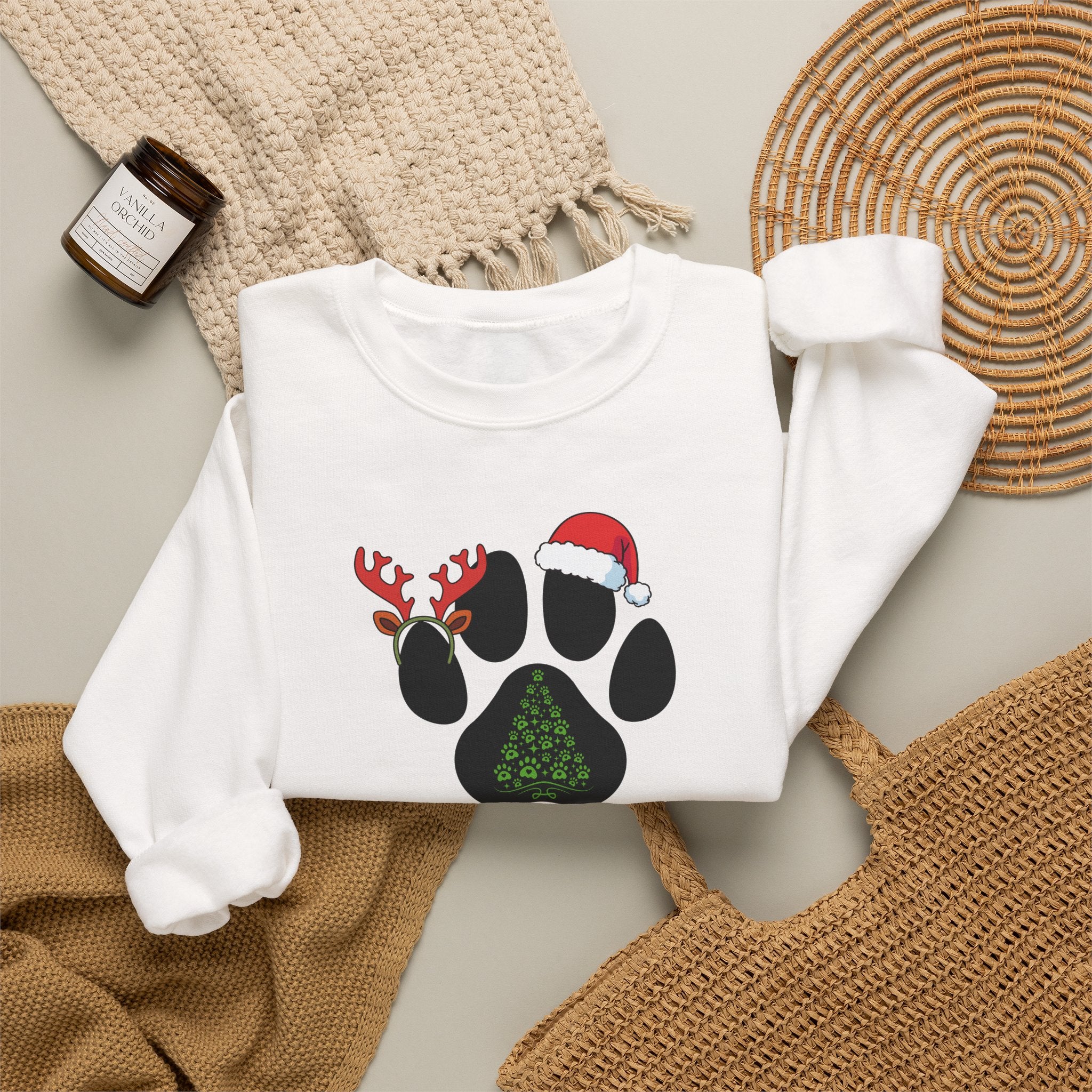 Christmas Paw Print Sweatshirt - Merry Christmas Pet Lover Crewneck