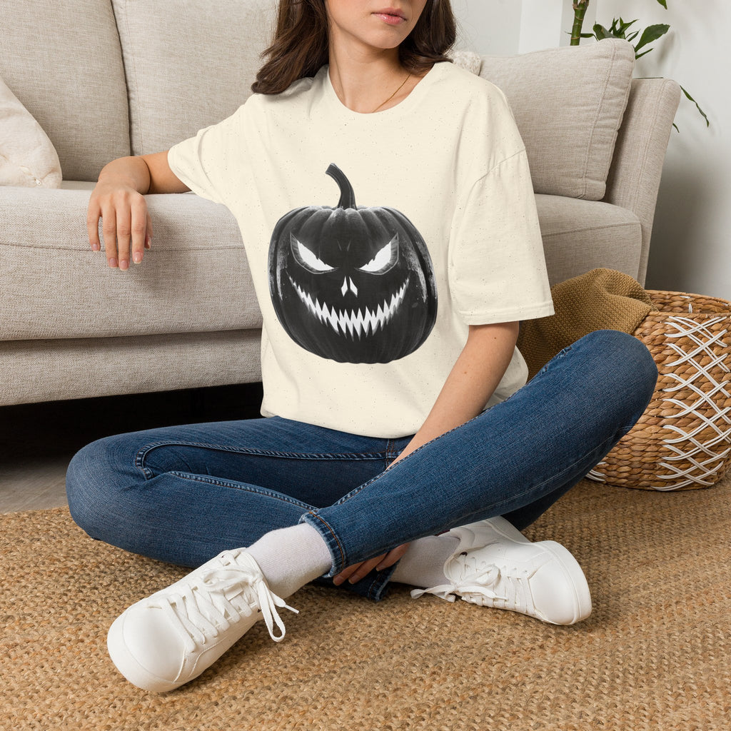 Halloween Jack-O'-Lantern T-Shirt — Spooky Black Pumpkin Graphic