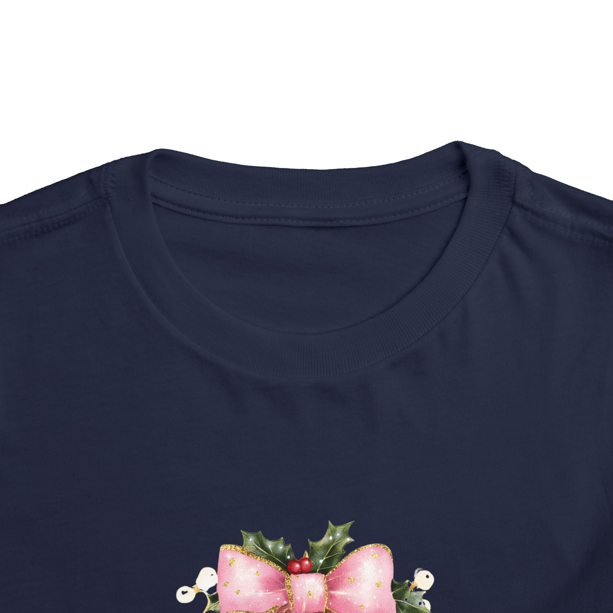 Toddler Christmas Tree Tee — Pink Bow Holiday Shirt