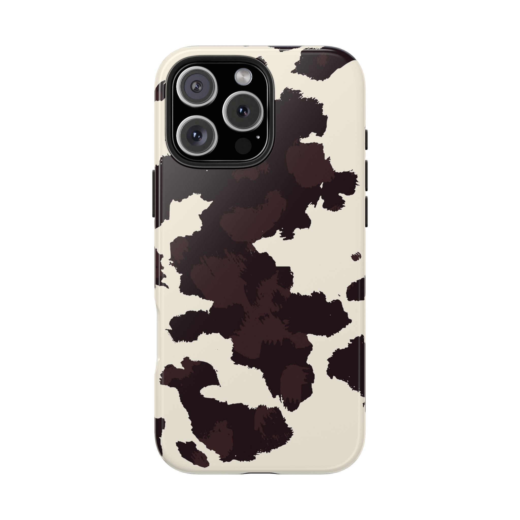 Cow Print Tough Phone Case — Brown Cream Protective Phone Cover
