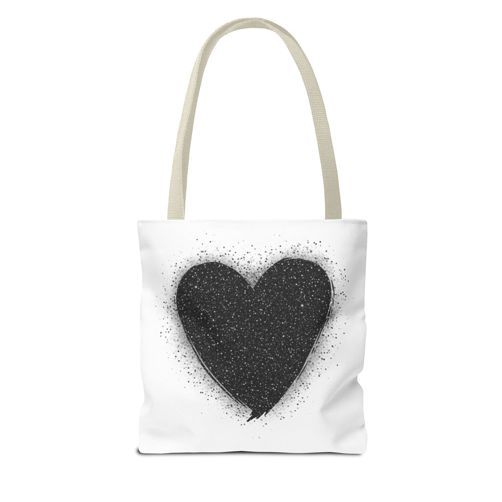 Black Spray Heart Tote Bag – Chic Graphic Canvas Tote for Everyday Use