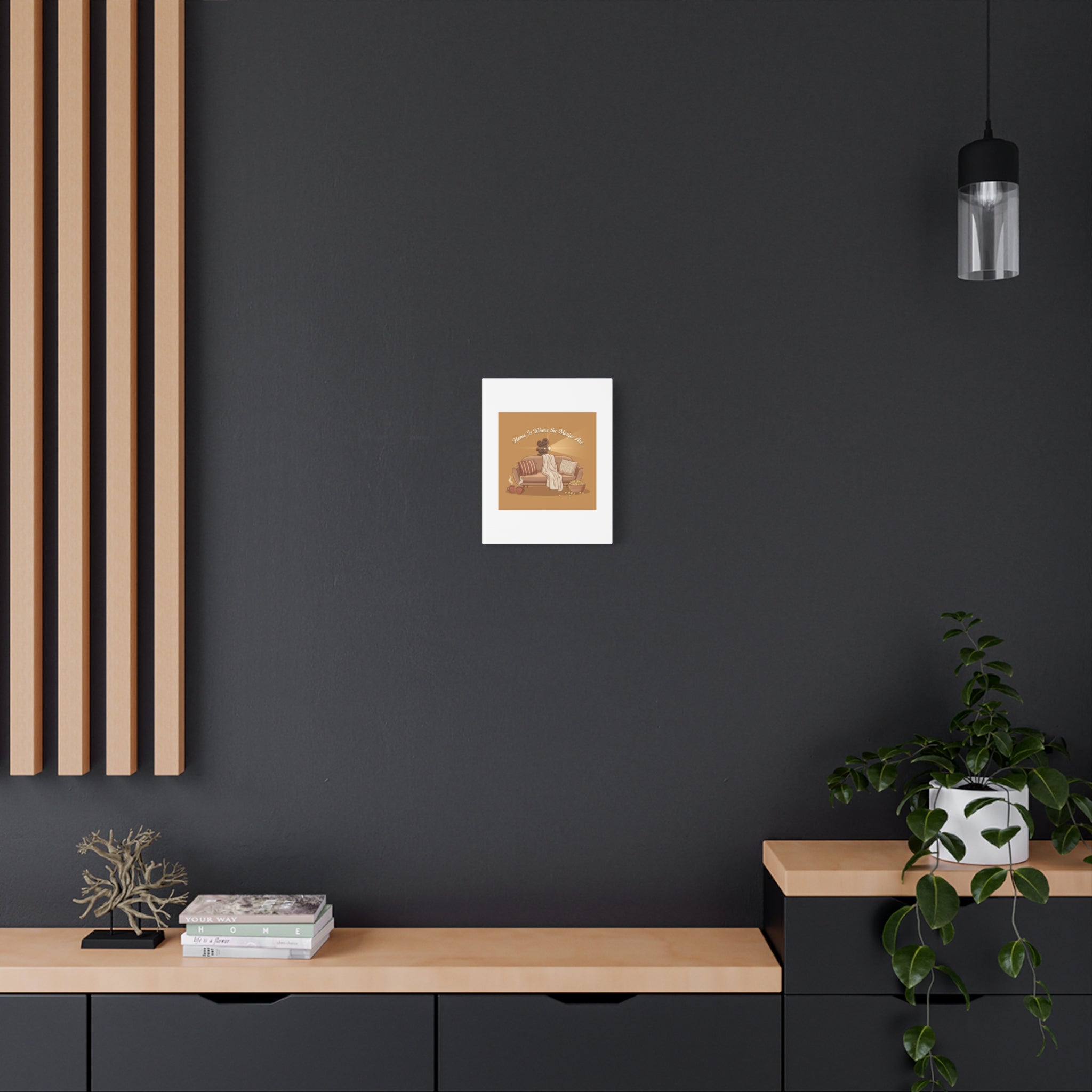 Home Is Where the Movies Are Canvas | cozy night art, home cinema decor