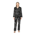 Women's Satin Pajama Set — Black Glitter Lip Print Sleepwear