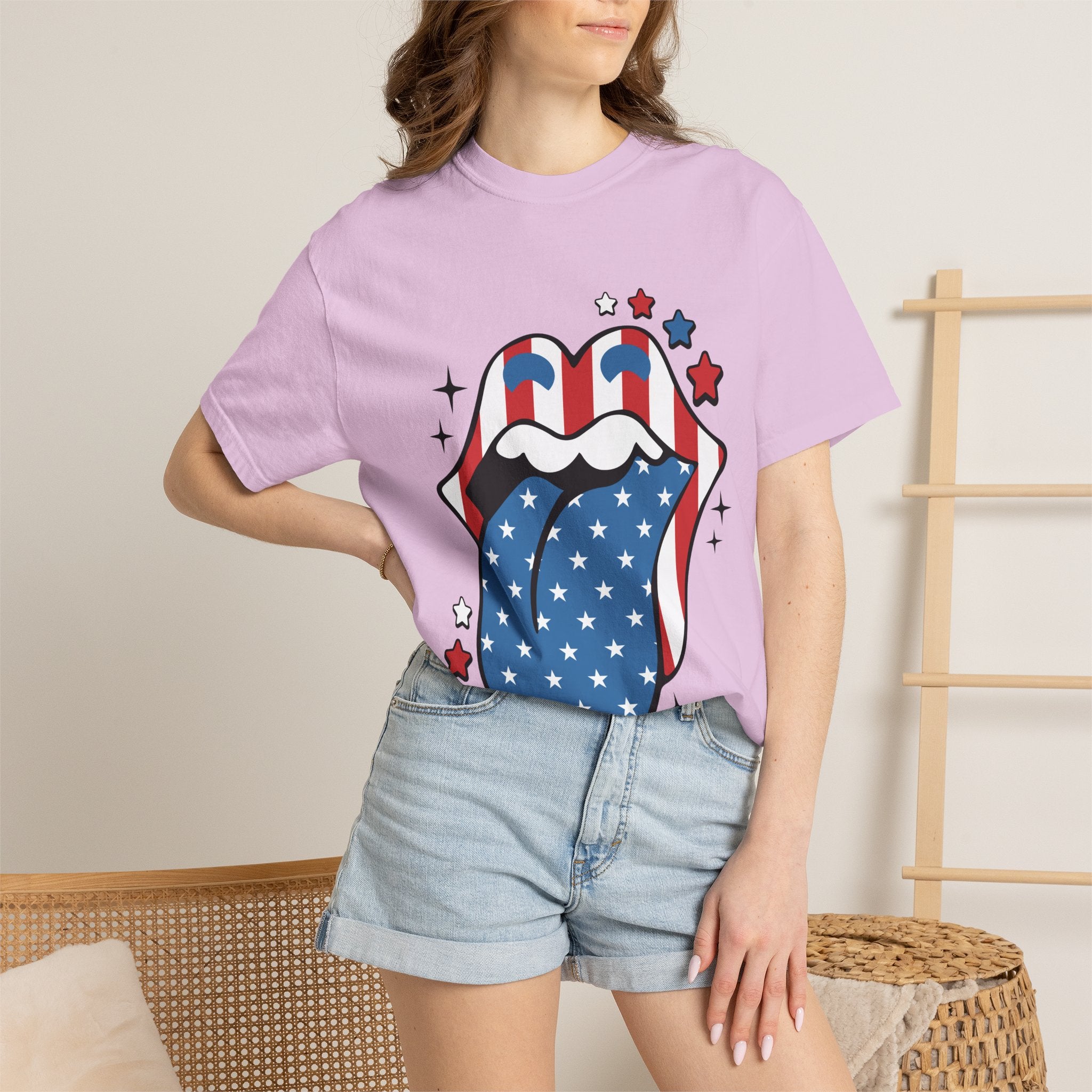 American Flag Rock Tongue T-Shirt