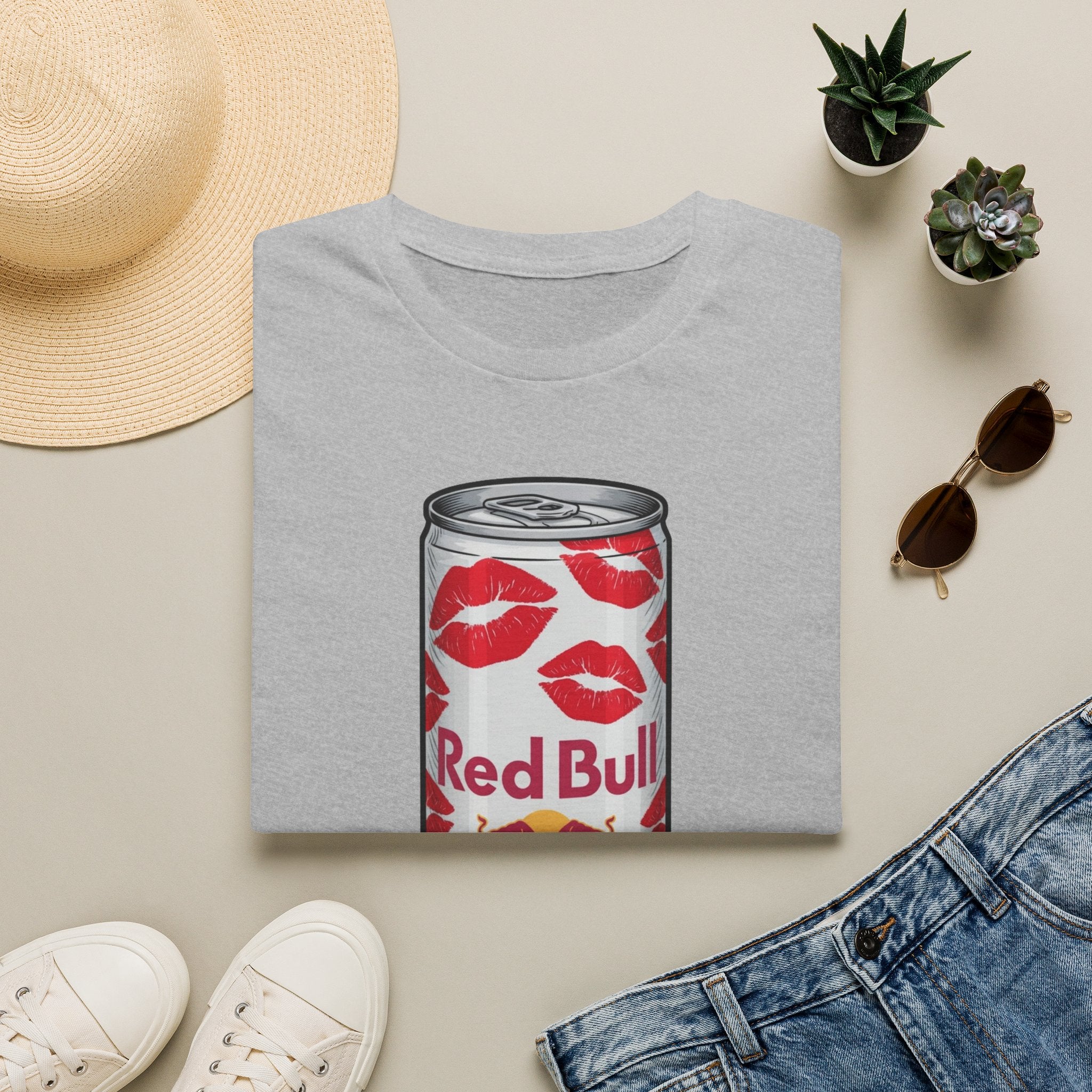Graphic Tee — Red Bull Can with Lip Print