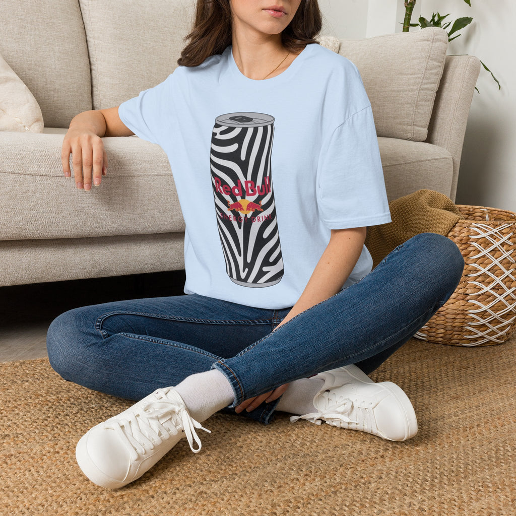 Zebra Can Graphic T-Shirt — Bold Retro Energy Drink Design