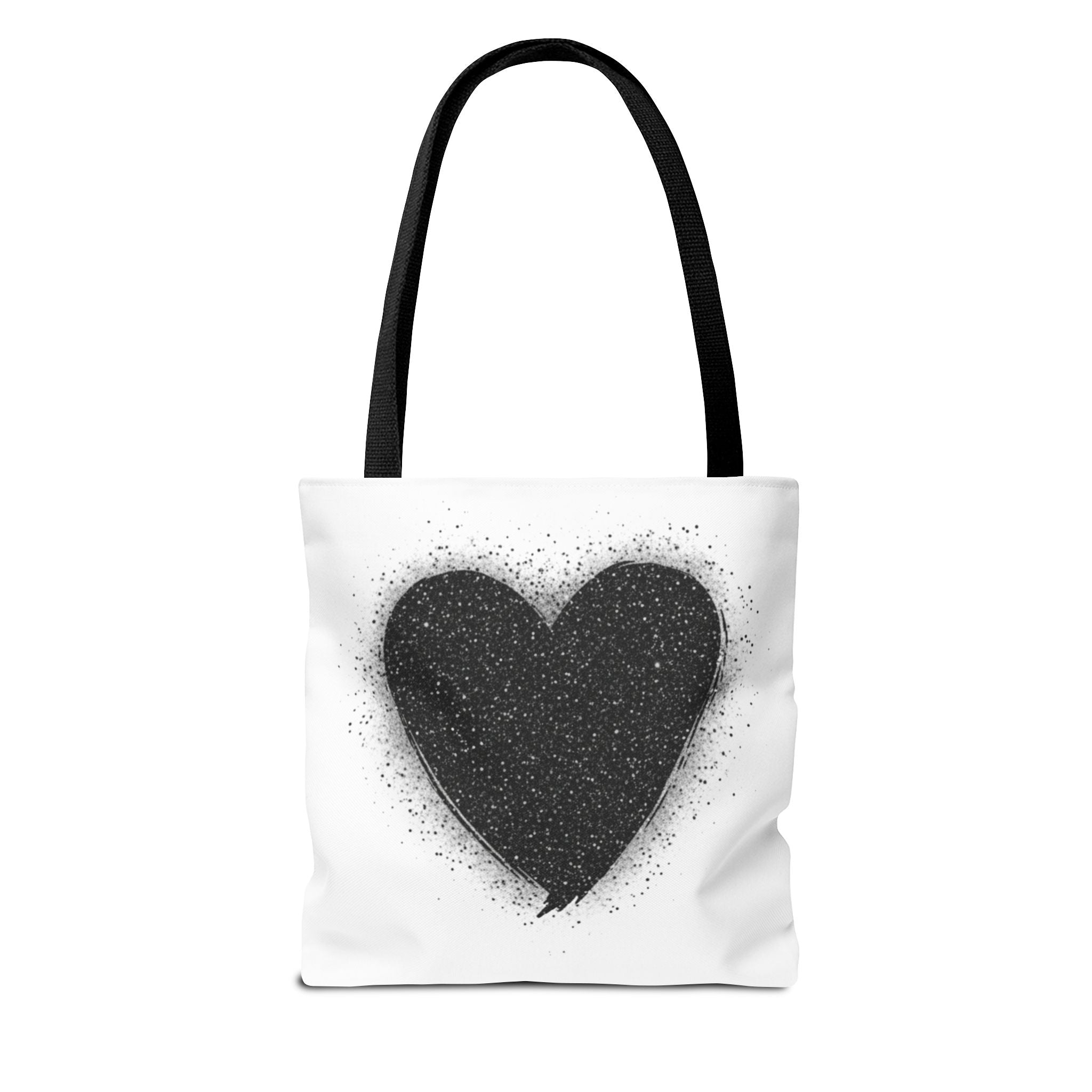 Black Spray Heart Tote Bag – Chic Graphic Canvas Tote for Everyday Use