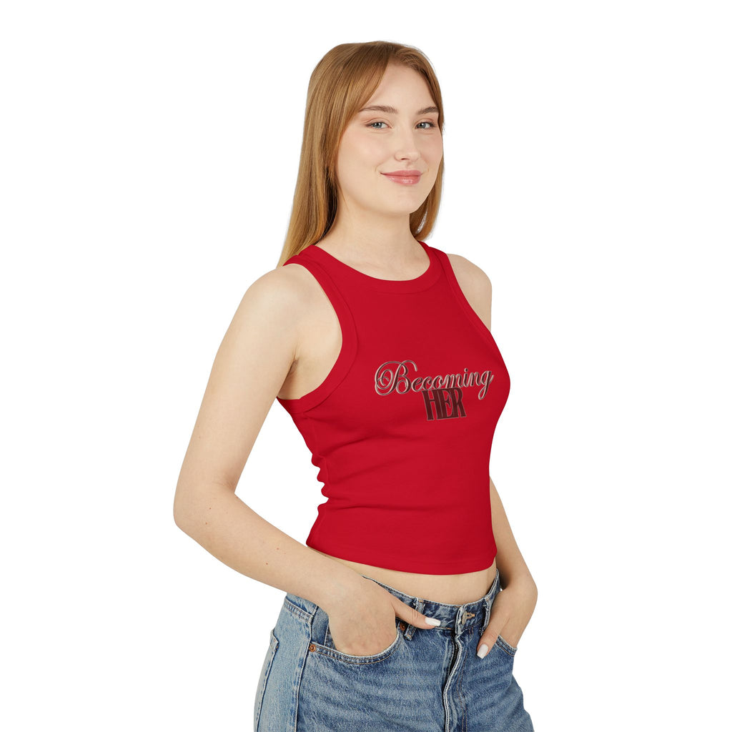 Becoming Her Racer Tank Top — Women's Empowerment Cropped Tank