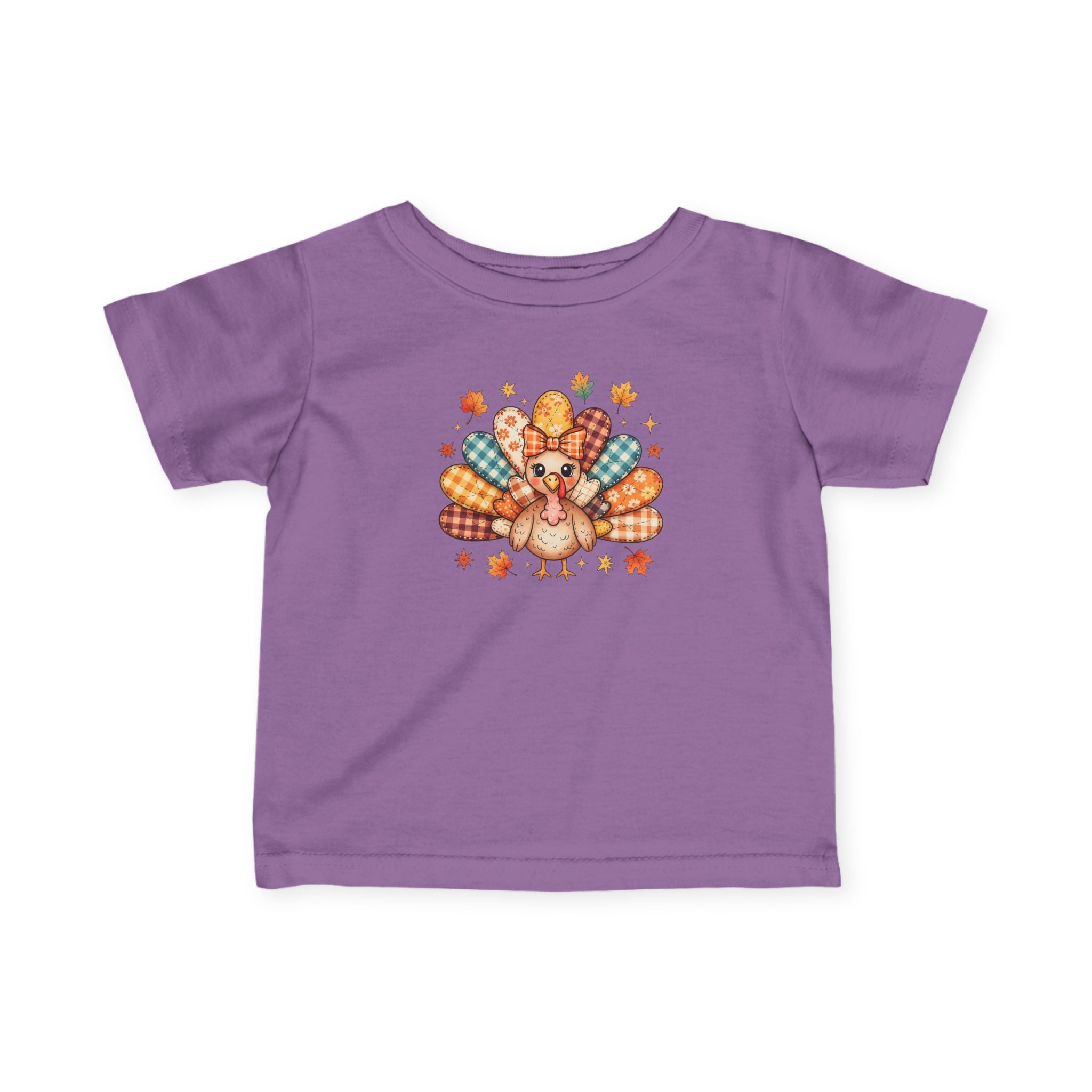 Infant Tee — Cute Thanksgiving Patchwork Turkey Baby Shirt