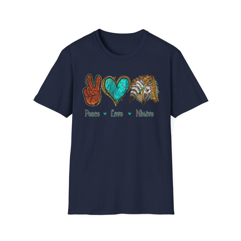 Peace Love Native T-Shirt — Boho Tribal Teal Heart Graphic Tee