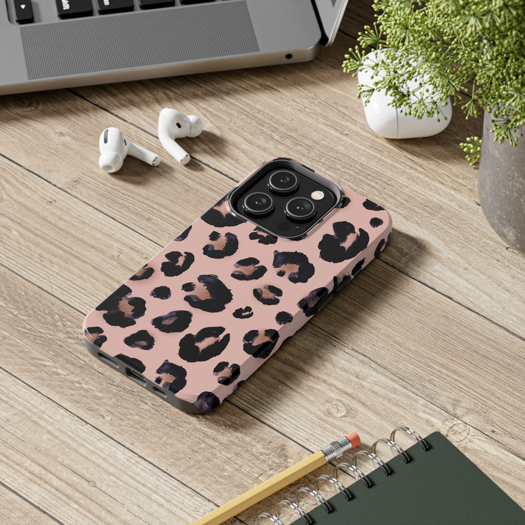 Leopard Print Tough Phone Case — Pink Animal Print Protective Cover