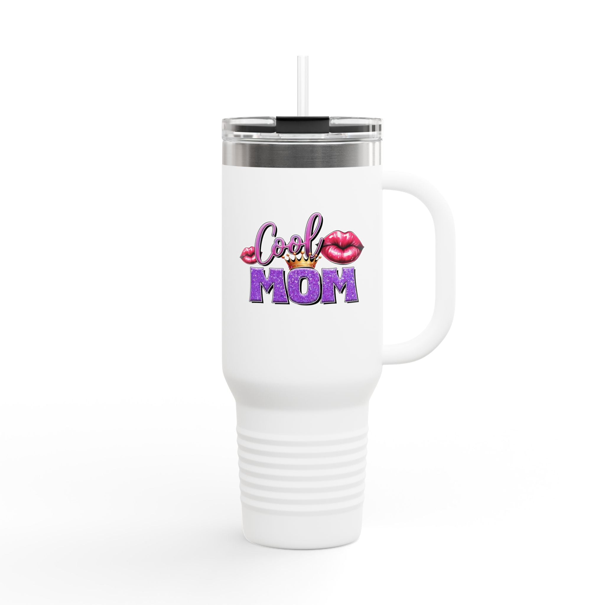 40oz Insulated Travel Mug – Loud Mom Lip Print (Keeps Drinks Hot & Cold)