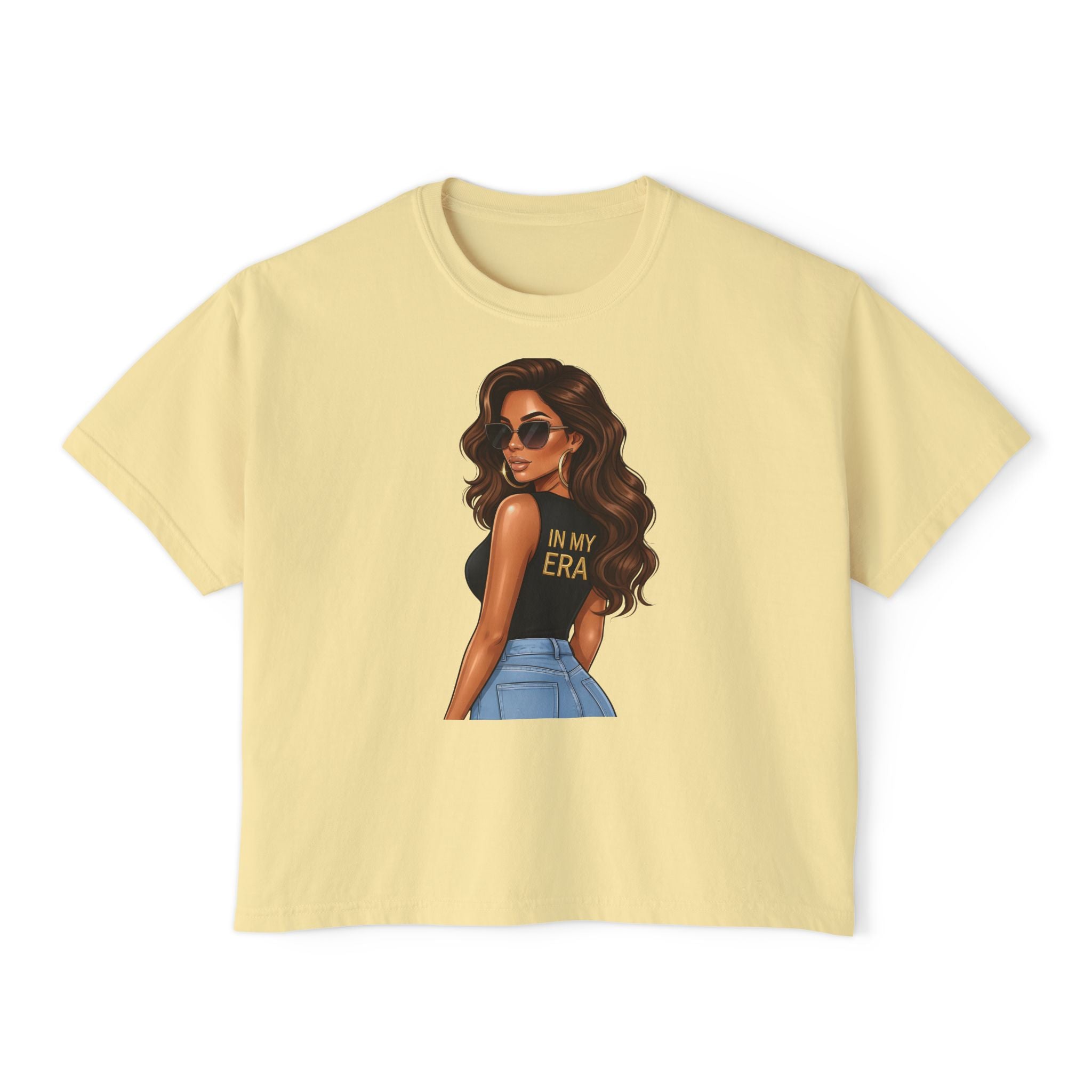 Boxy Tee — "In My Era" Afro Glam Graphic Top