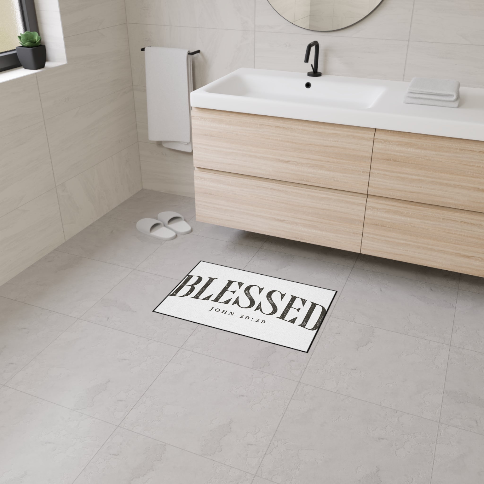 Blessed John 20:29 Floor Mat — Heavy Duty Welcome Mat