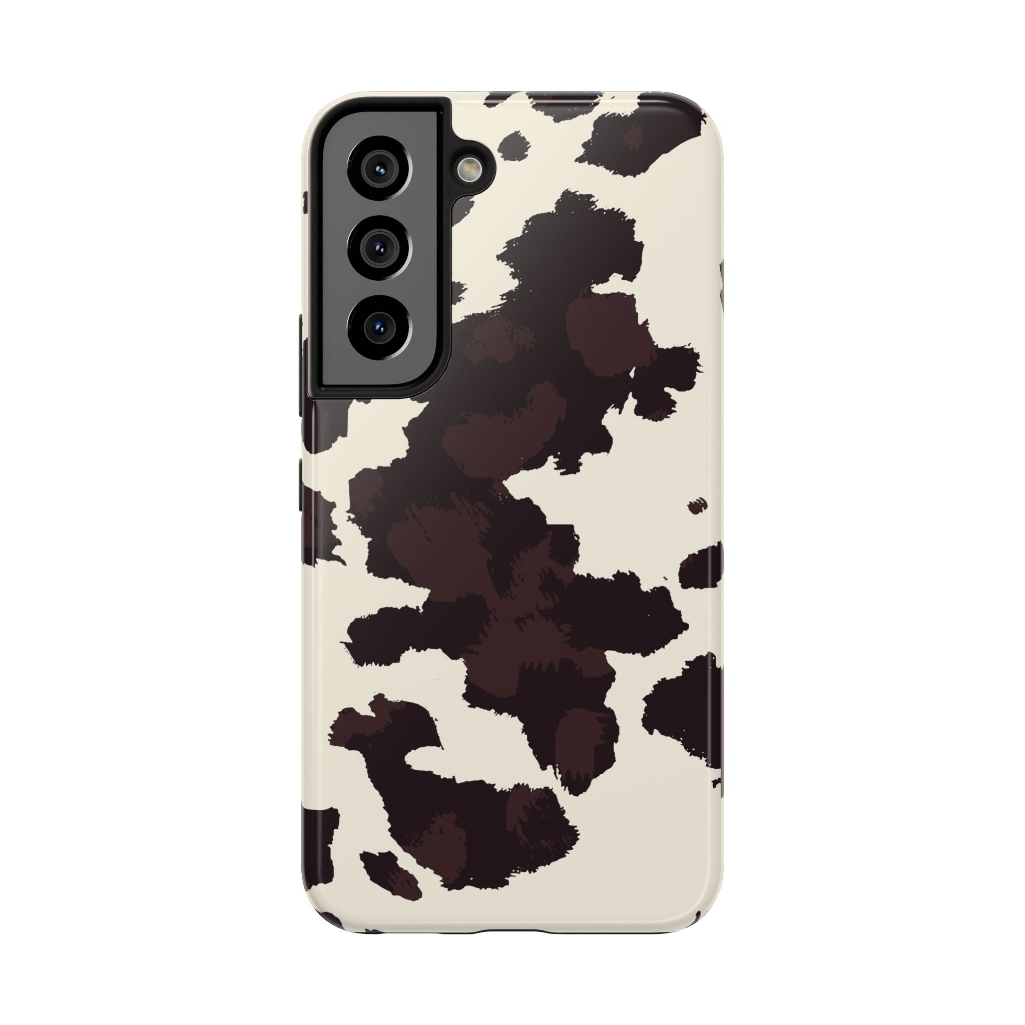 Cow Print Tough Phone Case — Brown Cream Protective Phone Cover