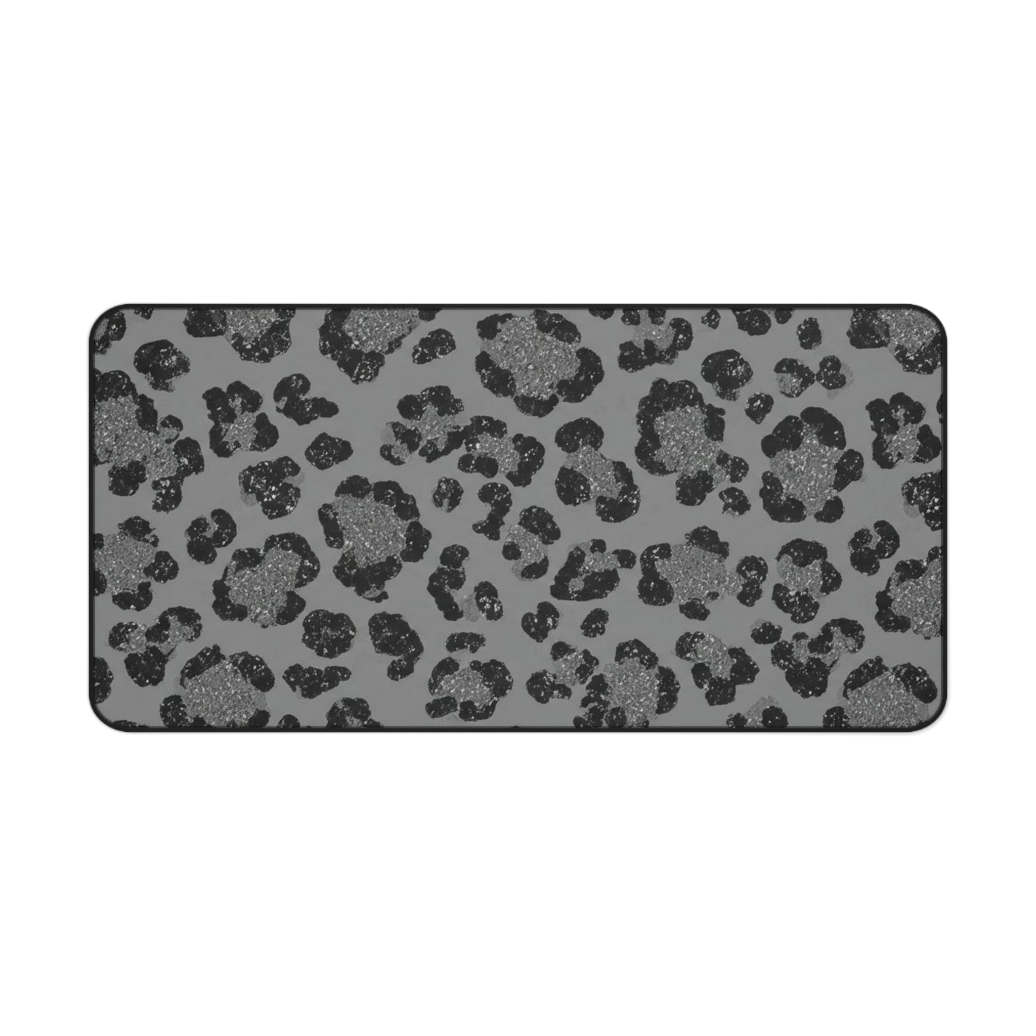 Grey Leopard Print Desk Mat — Stylish Anti-Slip Mouse Pad