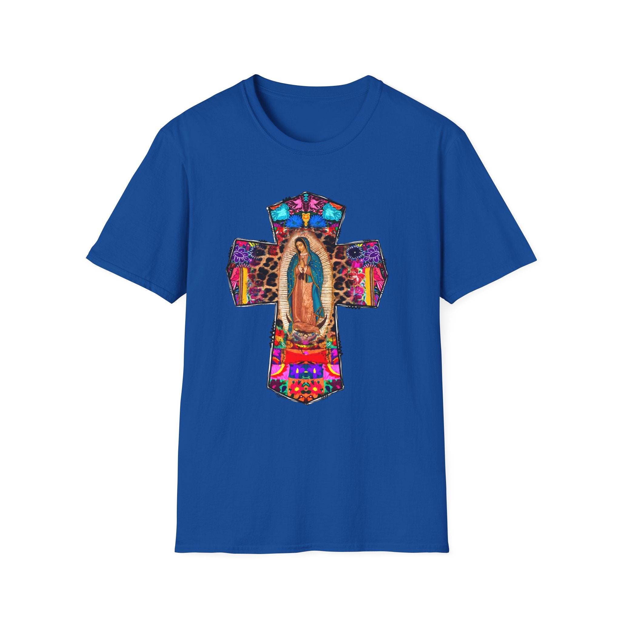 Our Lady of Guadalupe Cross T-Shirt | Religious Mexican Folk Art