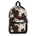Cowhide Print Backpack — Brown White Western-Style School & Travel Bag