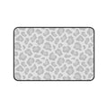 Grey Leopard Print Desk Mat — Neutral Animal Pattern Mouse Pad for Home Office