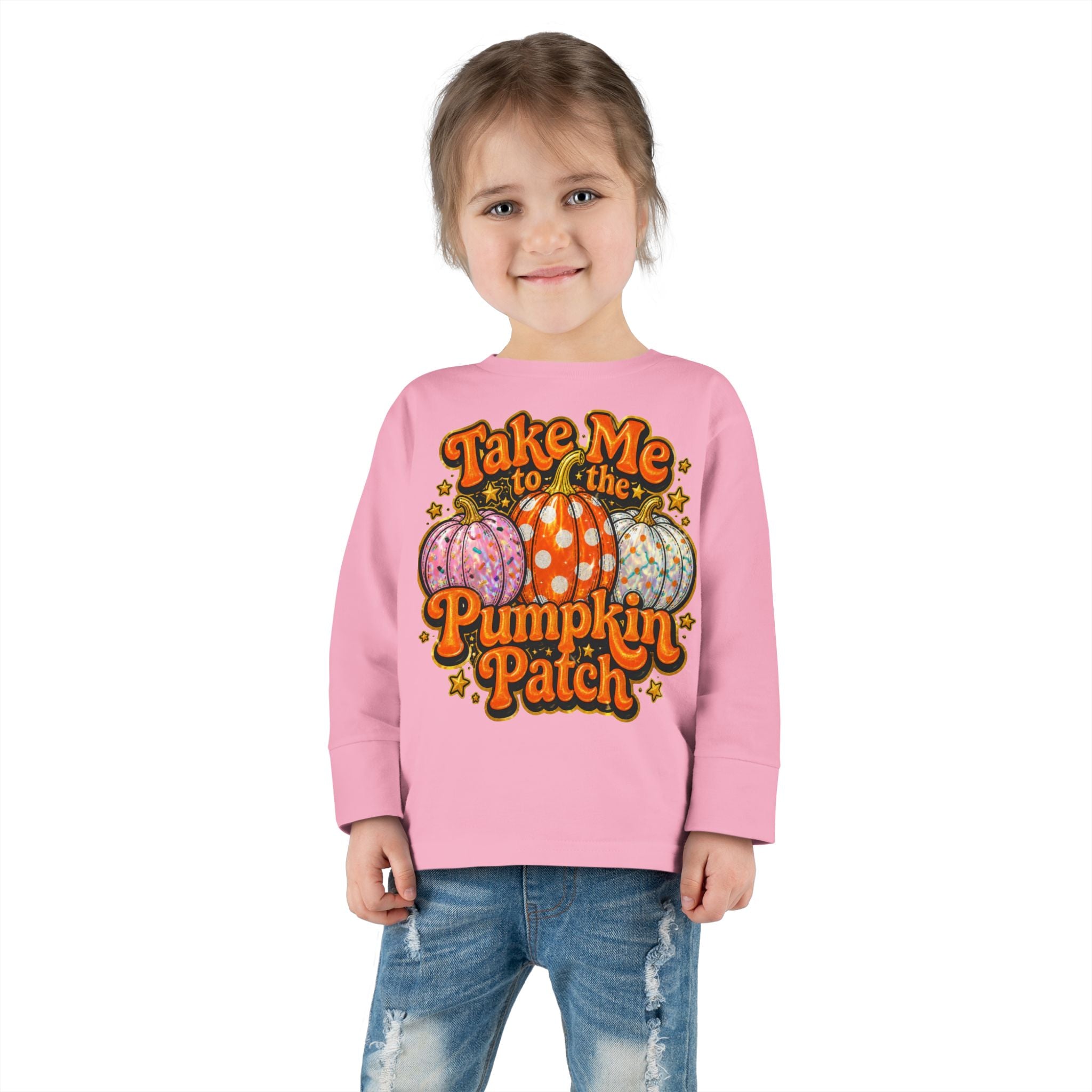 Toddler Long Sleeve Tee - "Take Me to the Pumpkin Patch" Fall Pumpkin Patch Shirt
