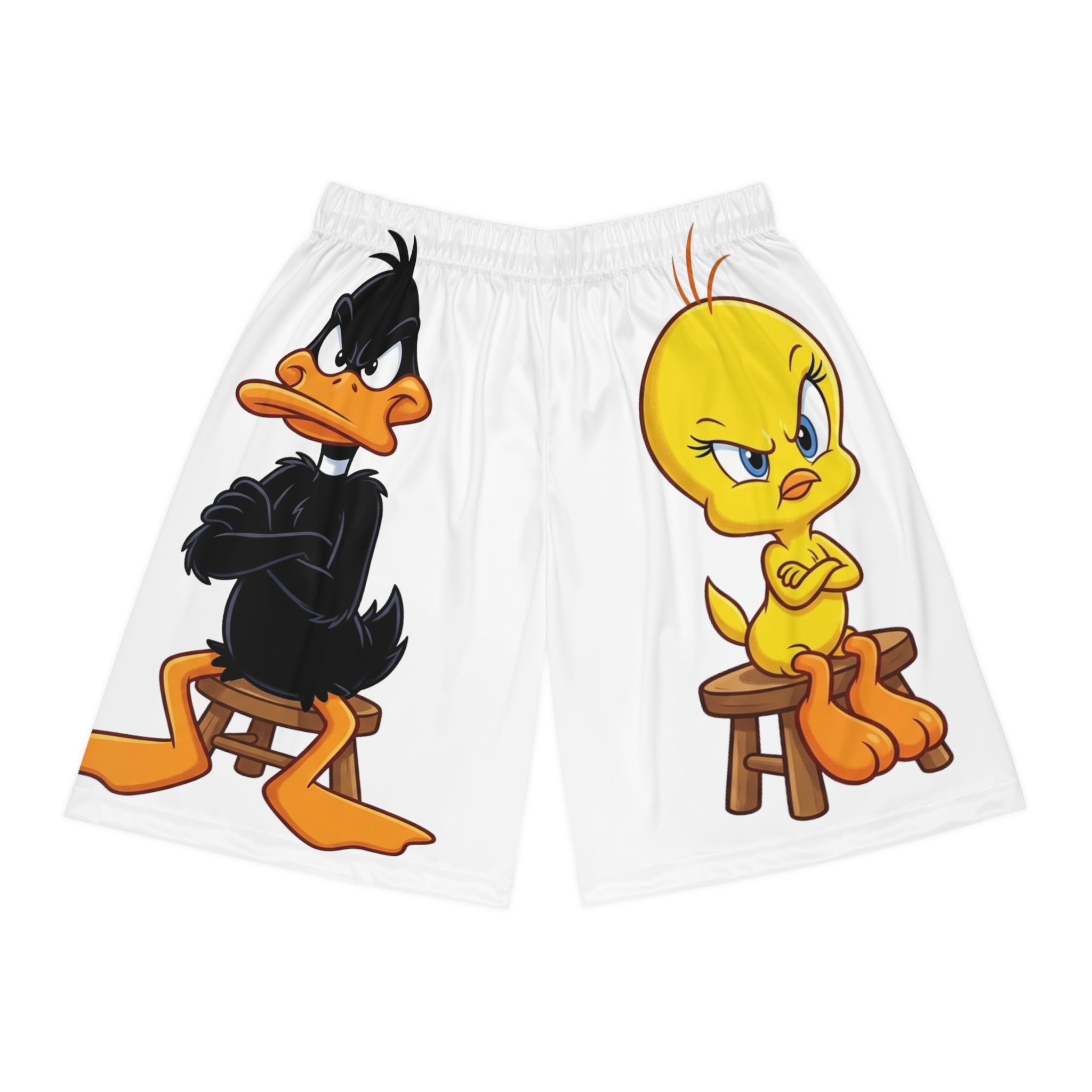 Tweety & Daffy Cartoon Basketball Shorts — Funny Looney Tunes AOP Athletic Shorts