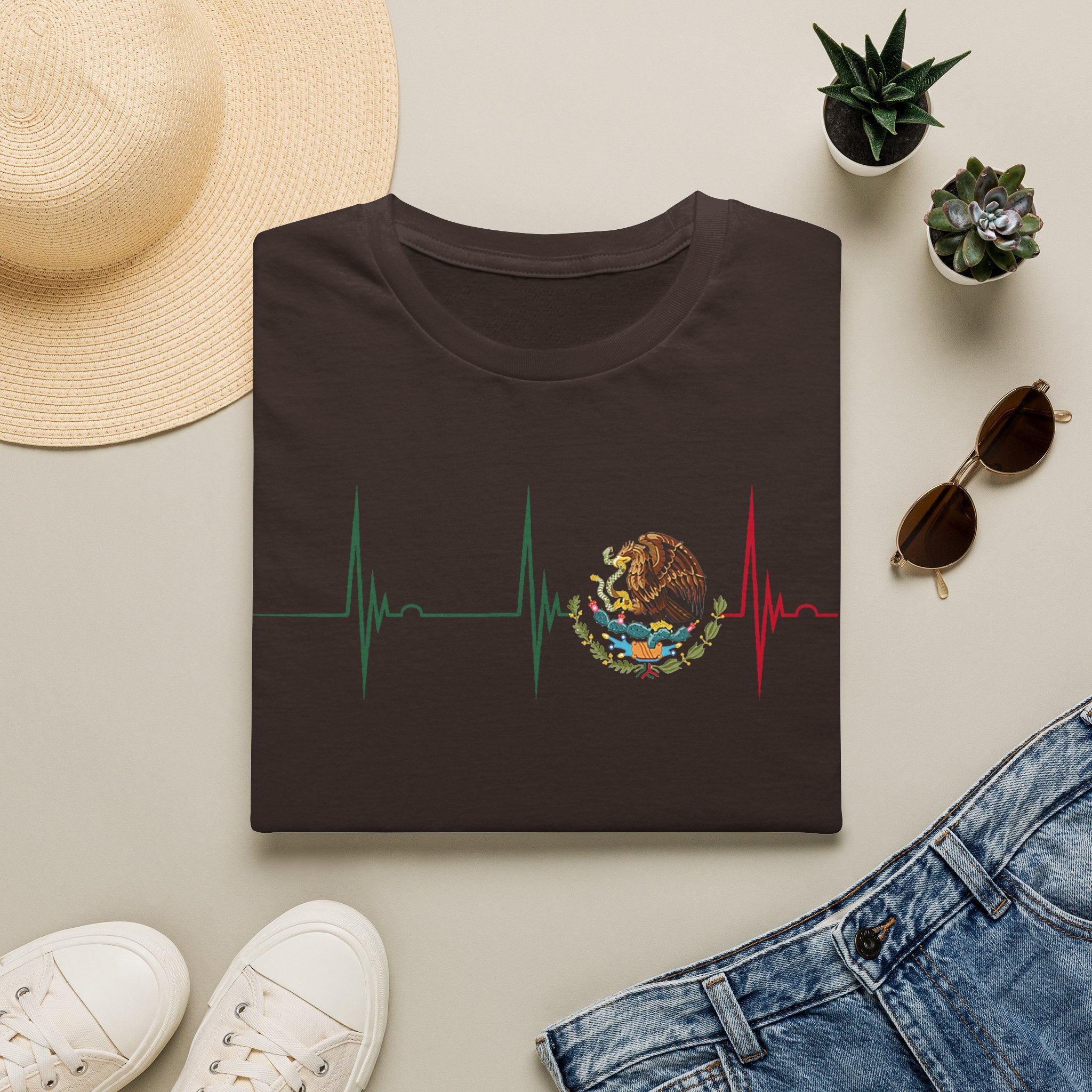 Mexican Heartbeat T-Shirt — Mexican Flag Eagle ECG Graphic Tee