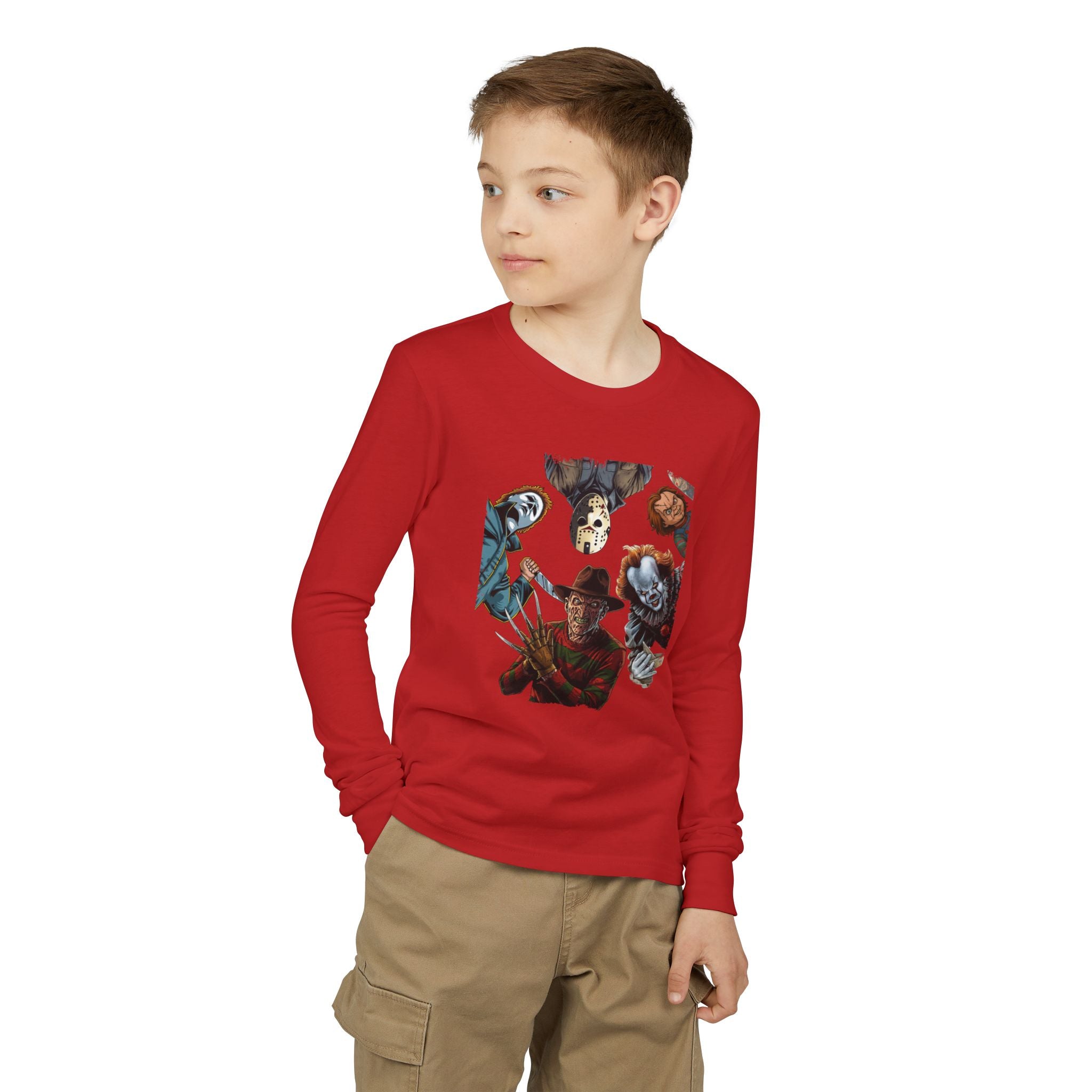 Horror Icons Youth Long Sleeve Tee - Freddy, Jason & More Graphic
