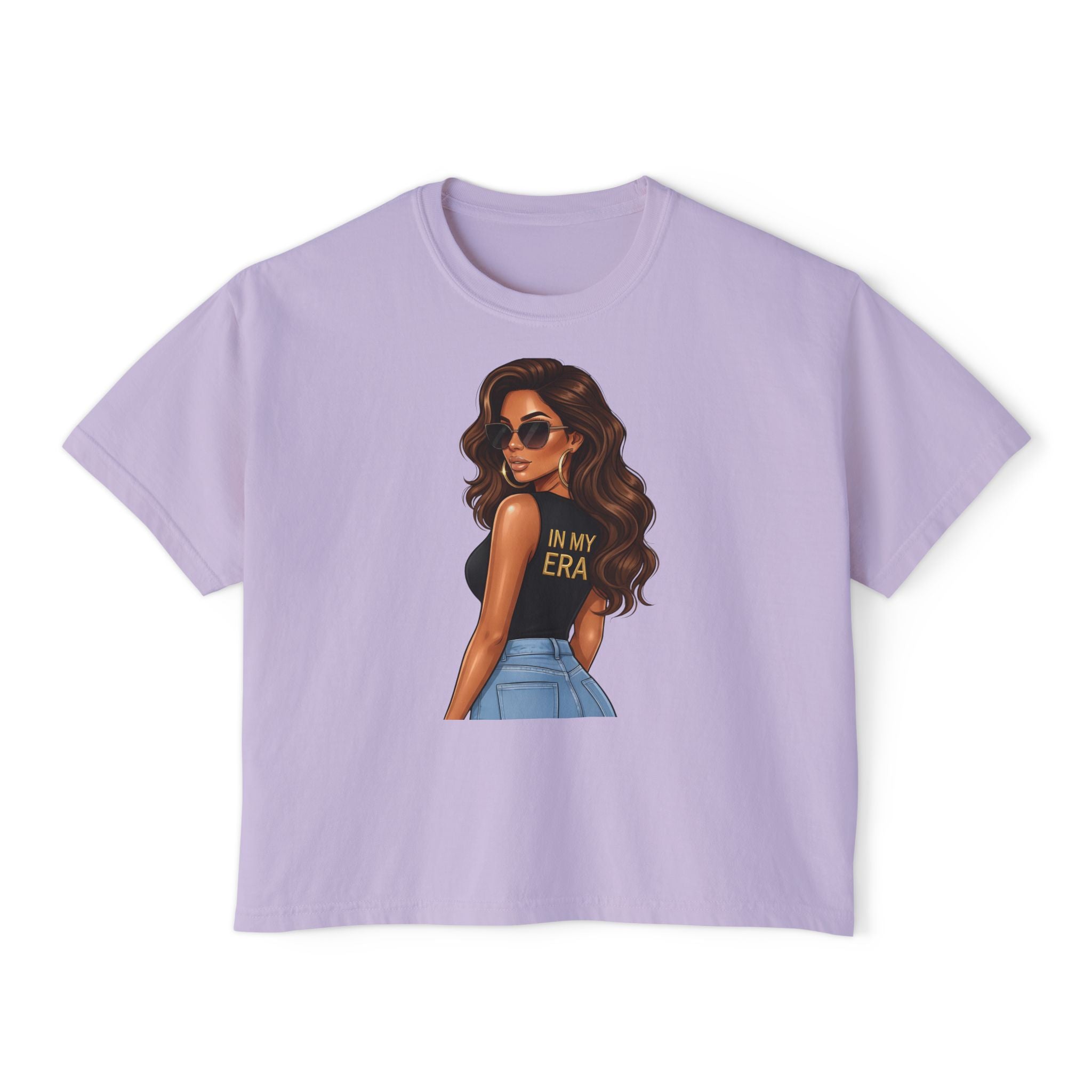 Boxy Tee — "In My Era" Afro Glam Graphic Top