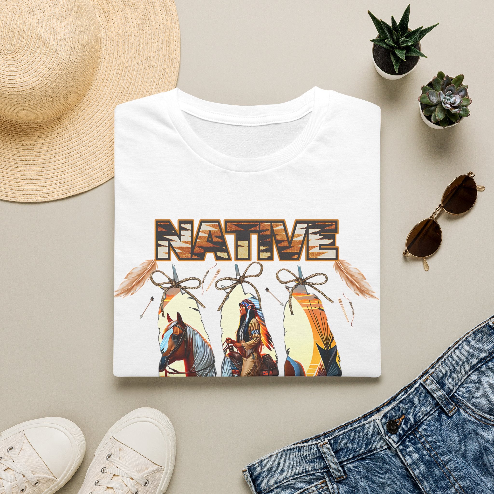 Native Proud T-Shirt — Tribal Feather Graphic Tee