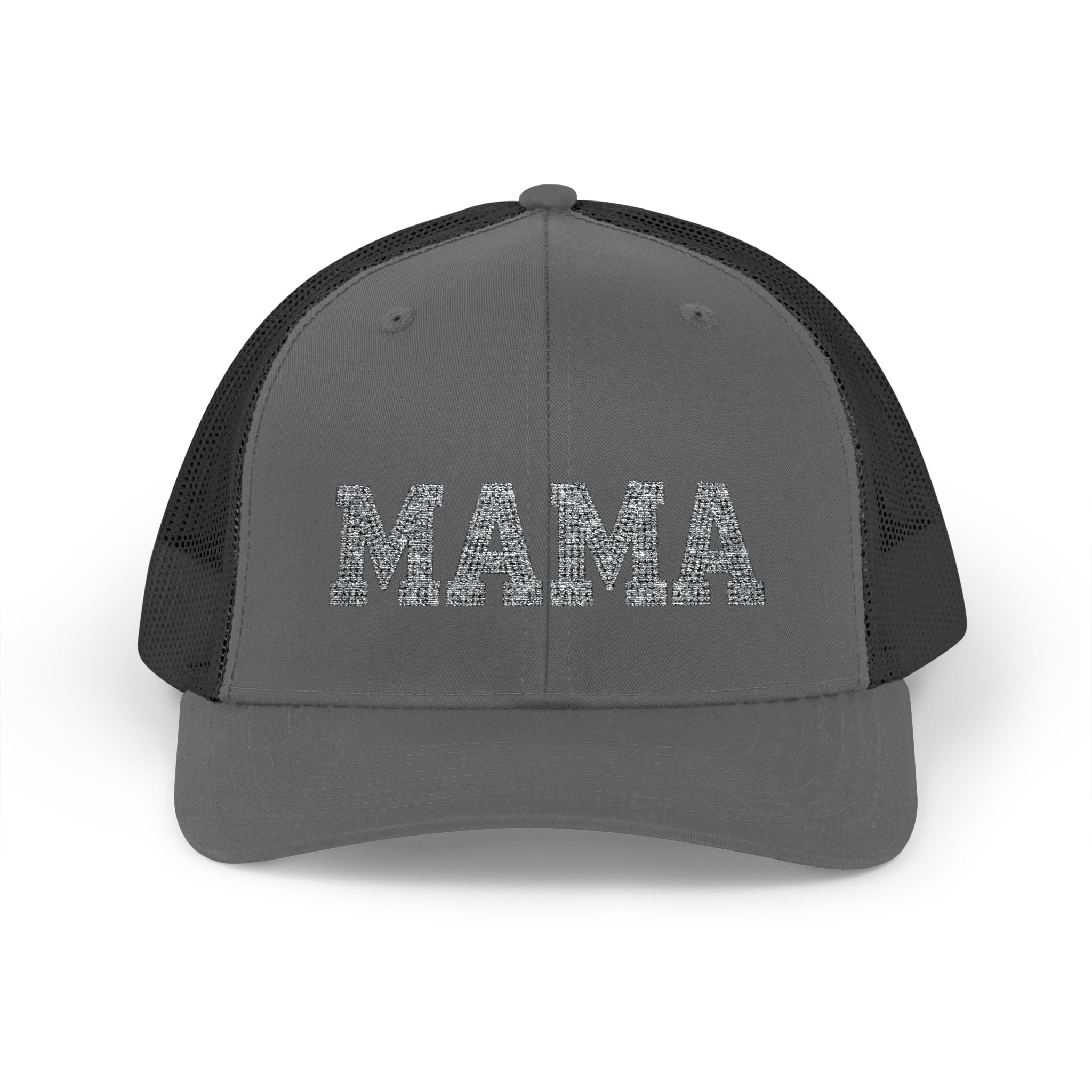 Mama Snapback Trucker Cap — Glitter Script "MAMA" Mesh Back Hat for Moms, Mother's Day Gift