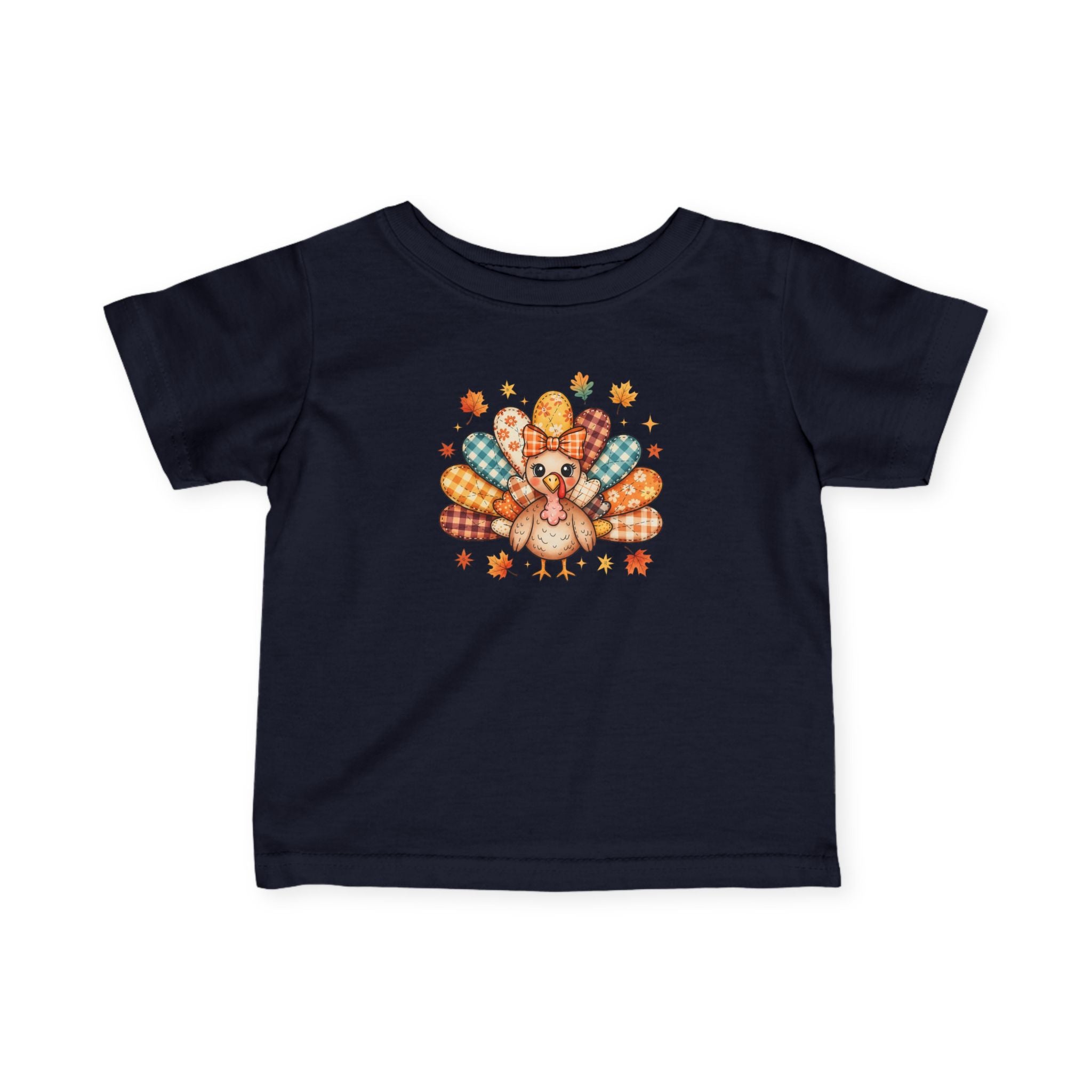 Infant Tee — Cute Thanksgiving Patchwork Turkey Baby Shirt