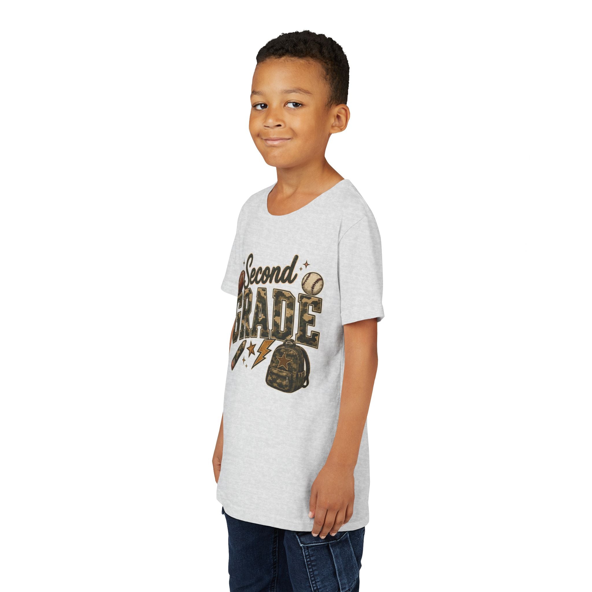 Second Grade Youth Tee — Back-to-School Sports & Backpack Design
