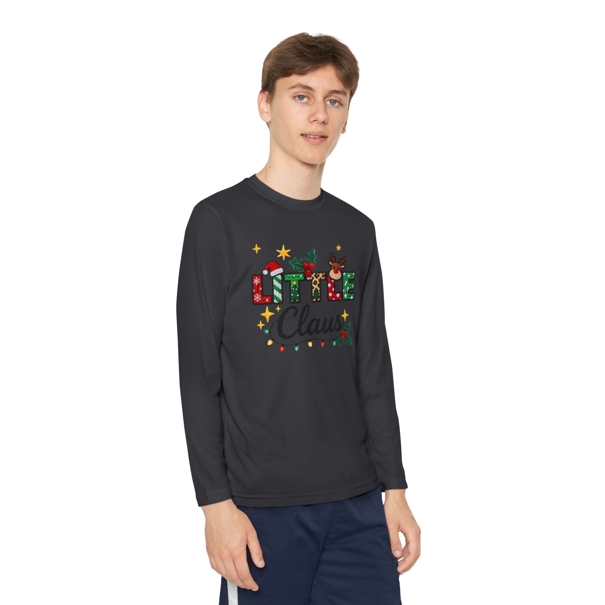 Youth Long Sleeve Tee - "Little Claus" Christmas Kids Shirt