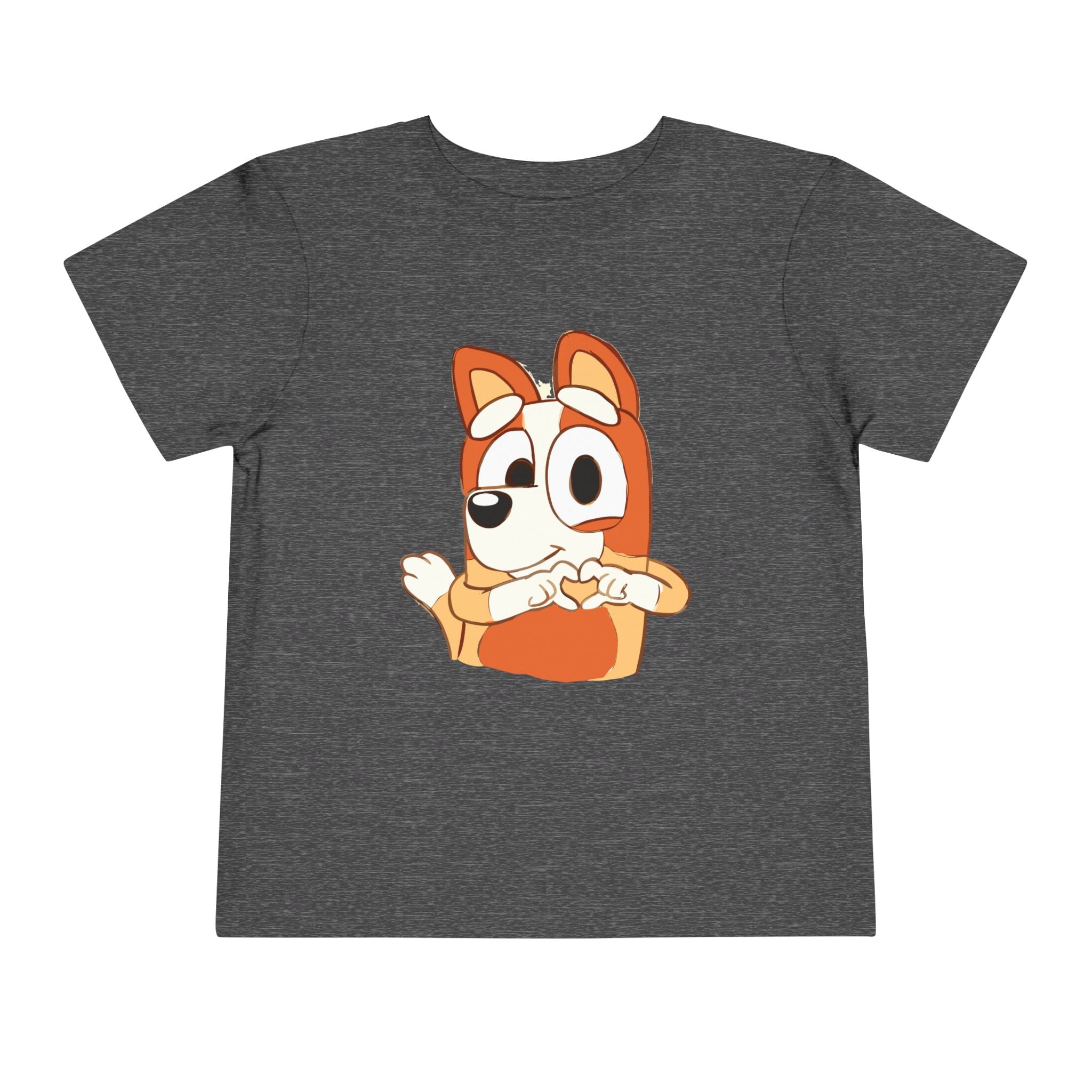 Toddler Tee — Cute Cartoon Dog Making Heart Gesture