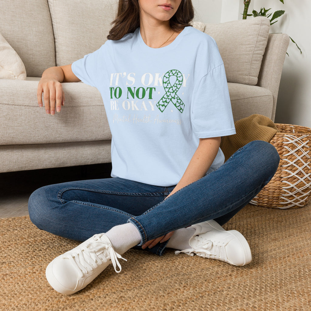 Mental Health Awareness T-Shirt — "It's Okay to Not Be Okay" with Green Ribbon