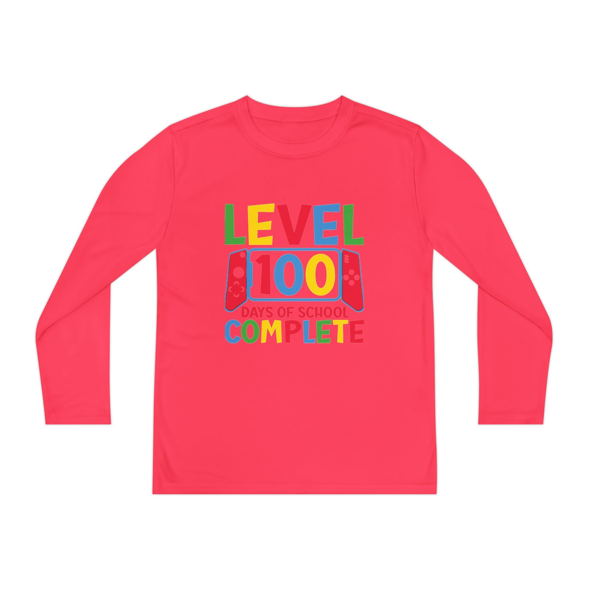 Youth Long Sleeve Shirt - "Level 100 Days of School Complete" 100th Day Celebration Tee