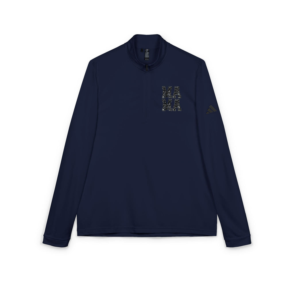 MAMA distressed block letters Quarter-Zip Pullover | Embroidered chest logo