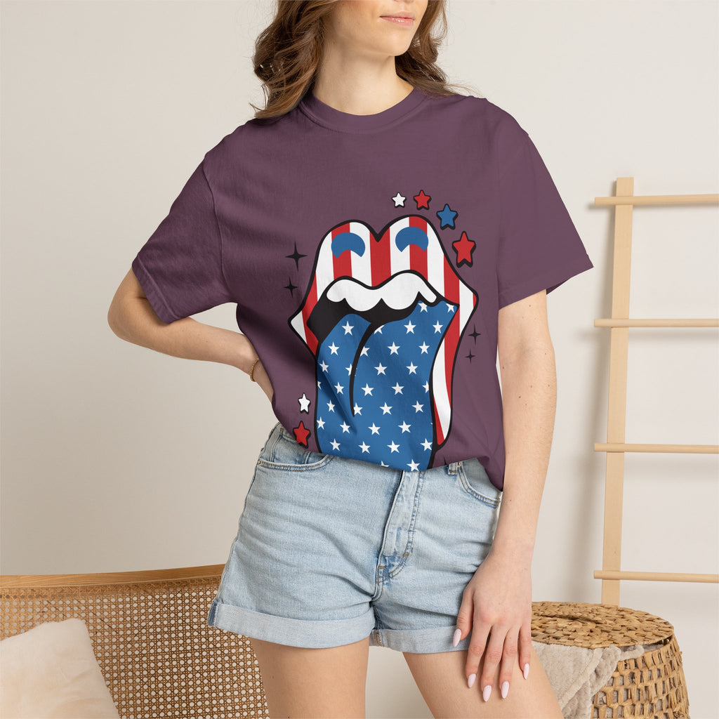 American Flag Rock Tongue T-Shirt