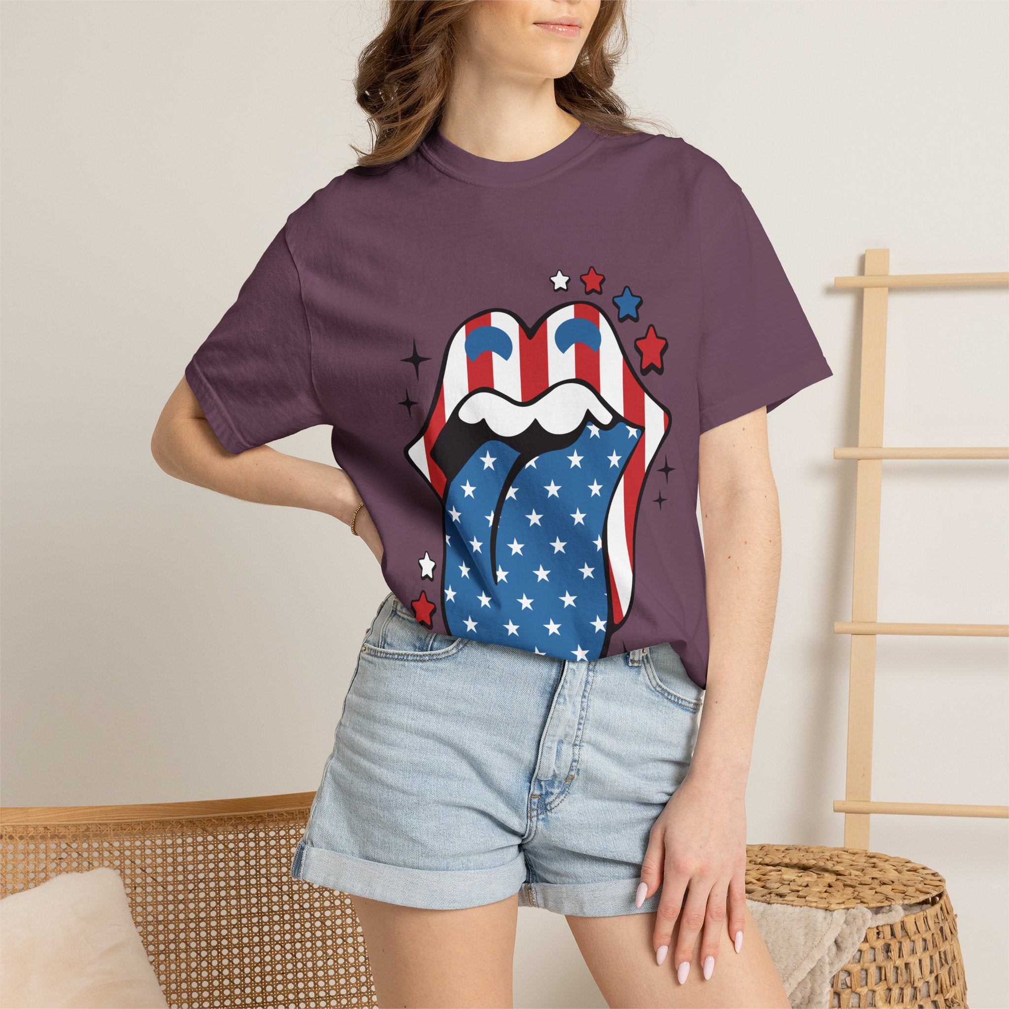 American Flag Rock Tongue T-Shirt